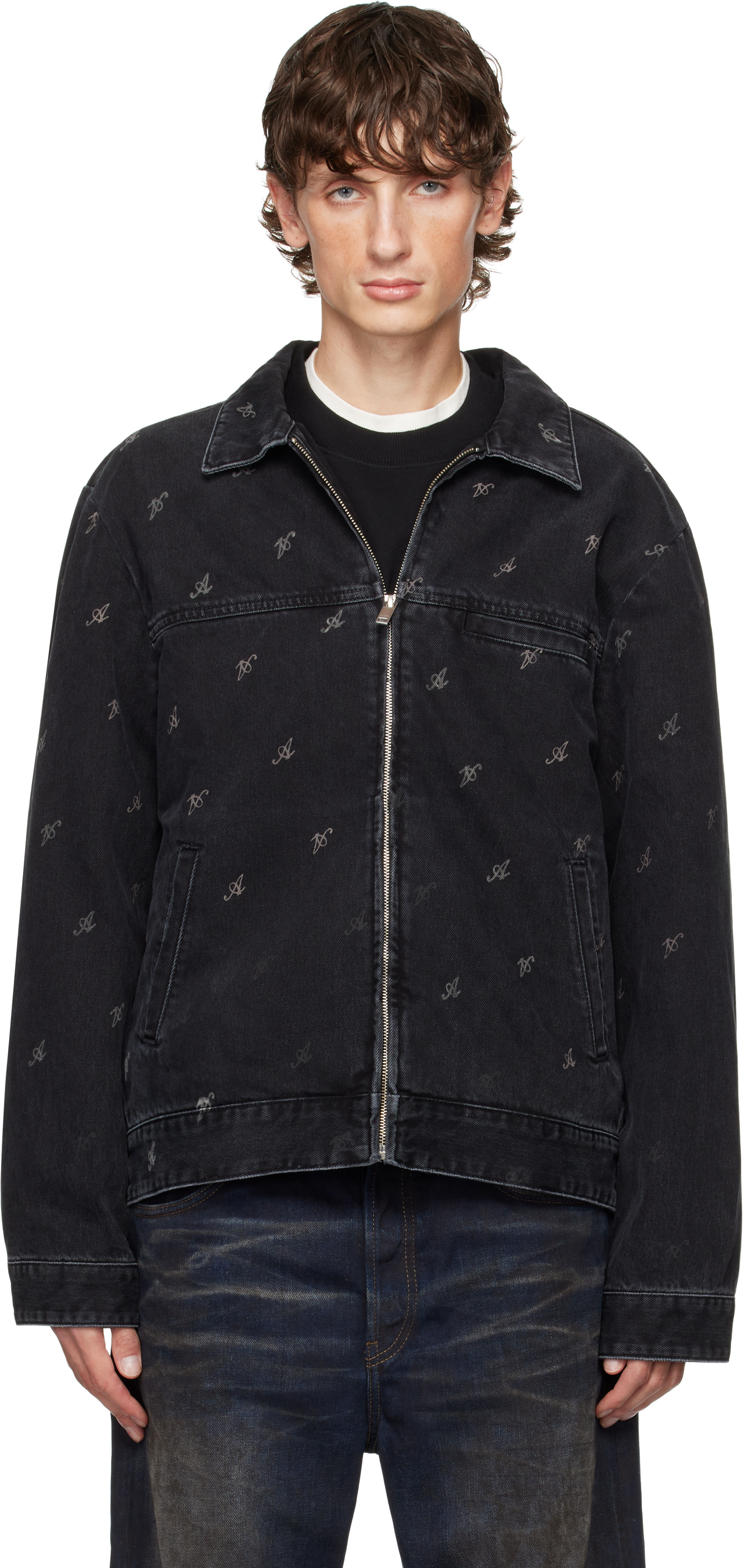 Black Signature 'A' Denim Jacket