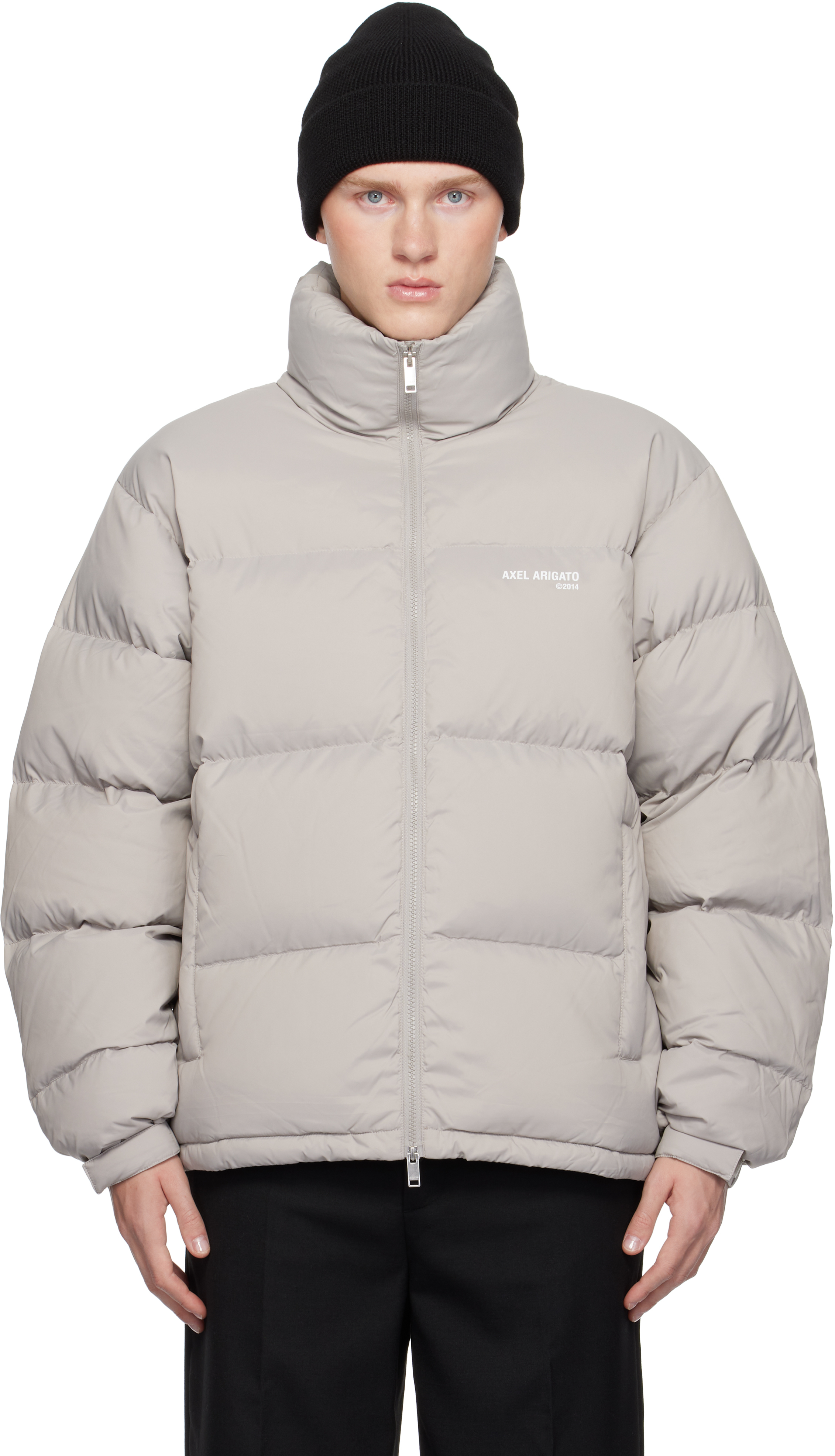 Shop Axel Arigato Gray Observer Puffer Down Jacket In Stone