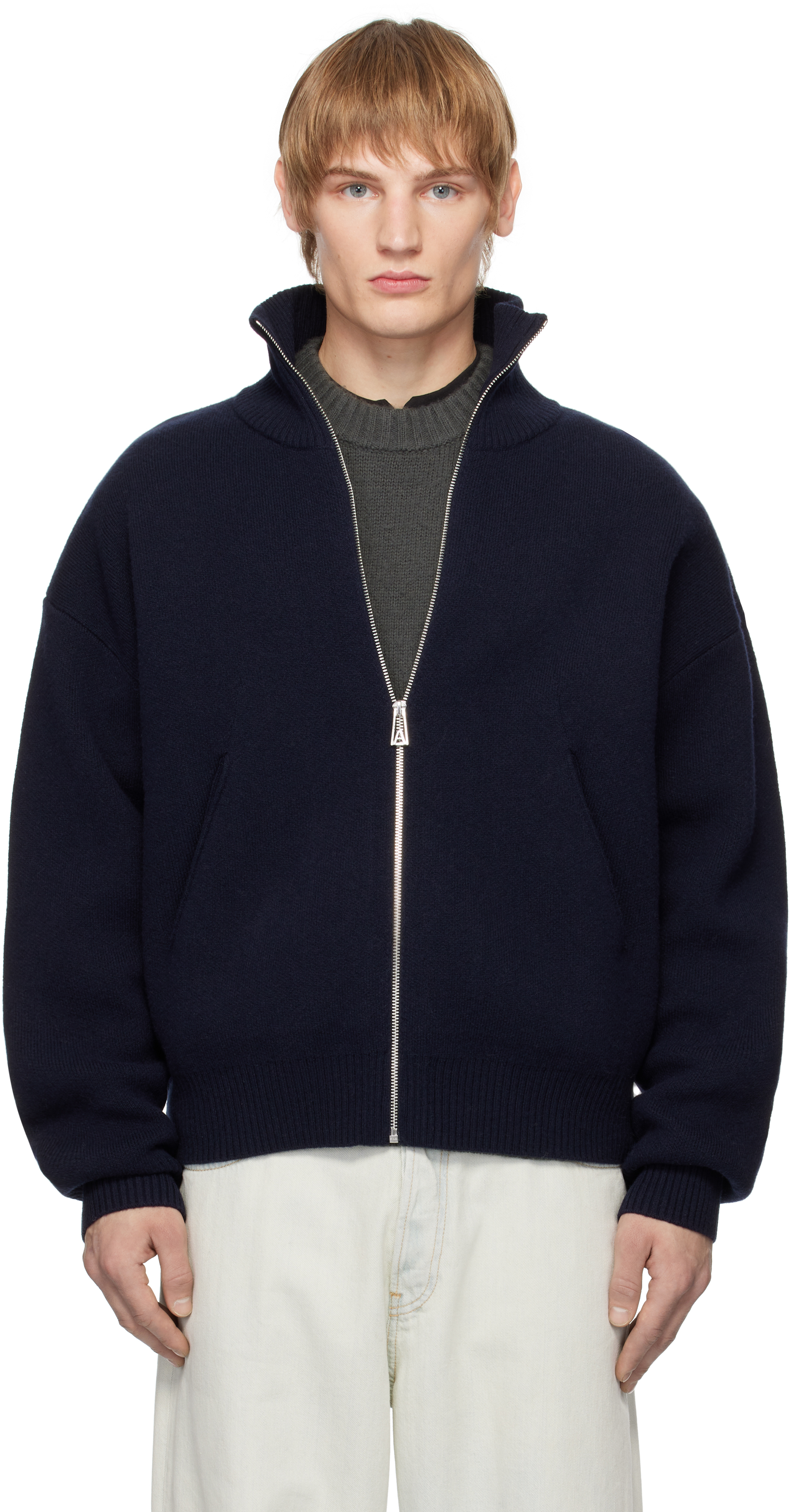 Navy Core Zip-Up Sweater