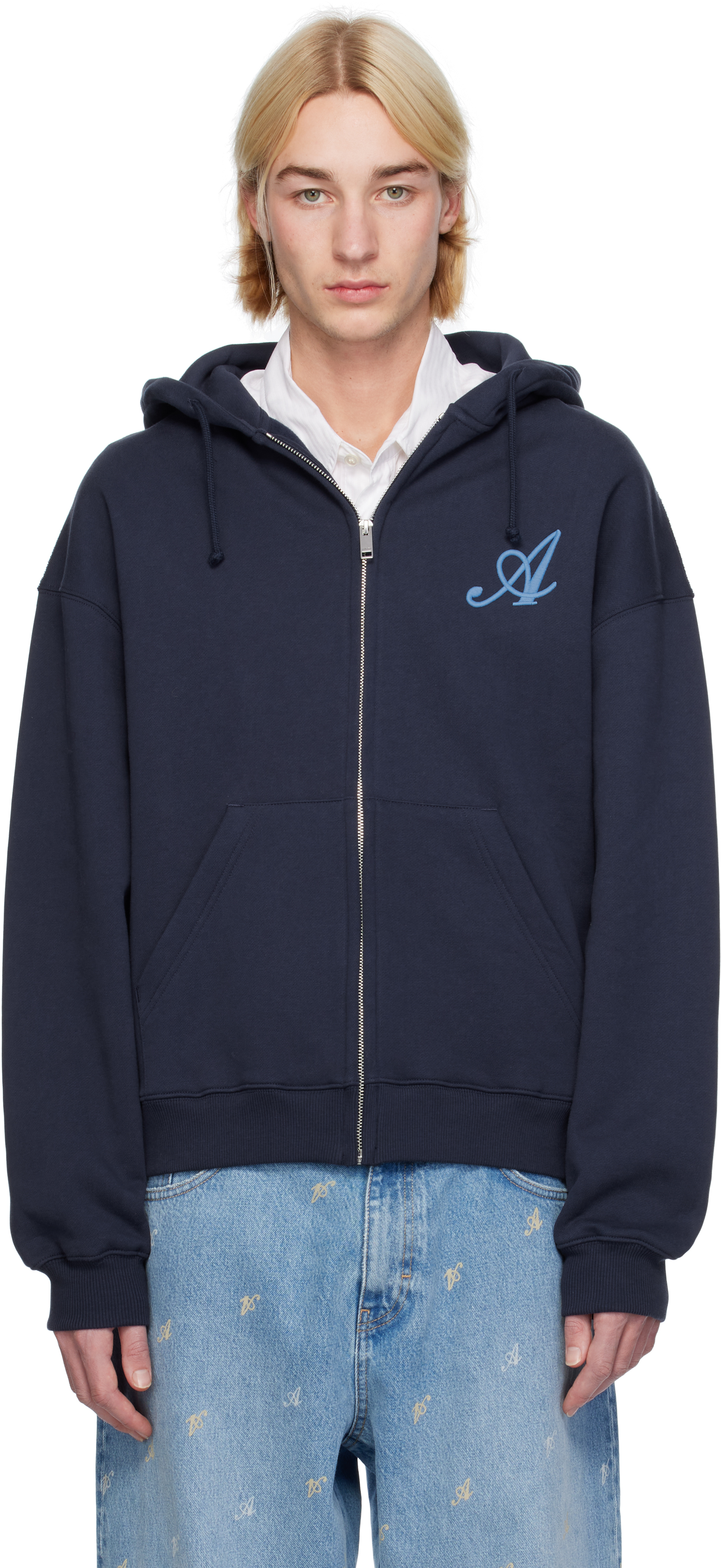 Navy Maine Zip-Up Hoodie