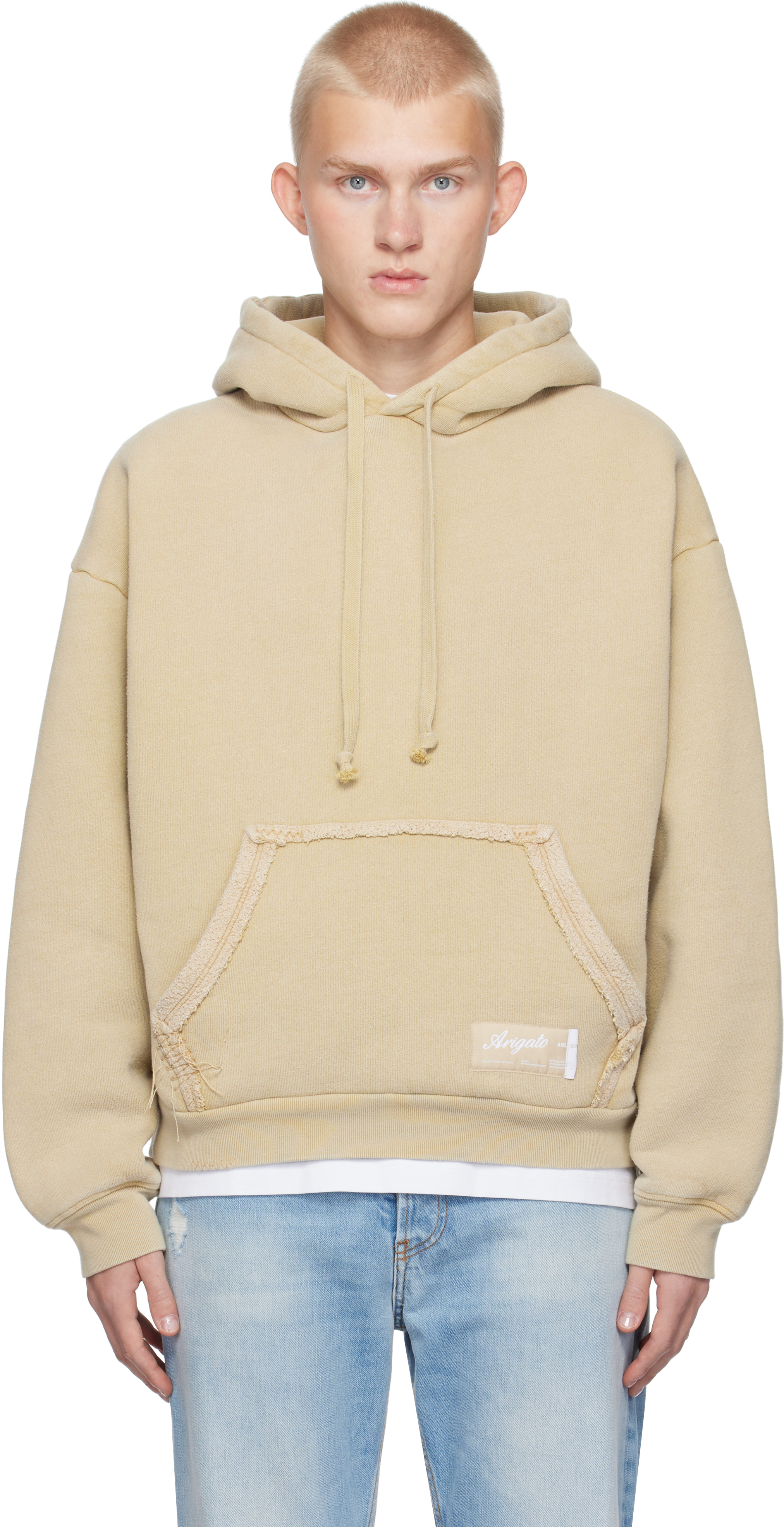 Axel Arigato Element Distressed Cotton Hoodie In Camel