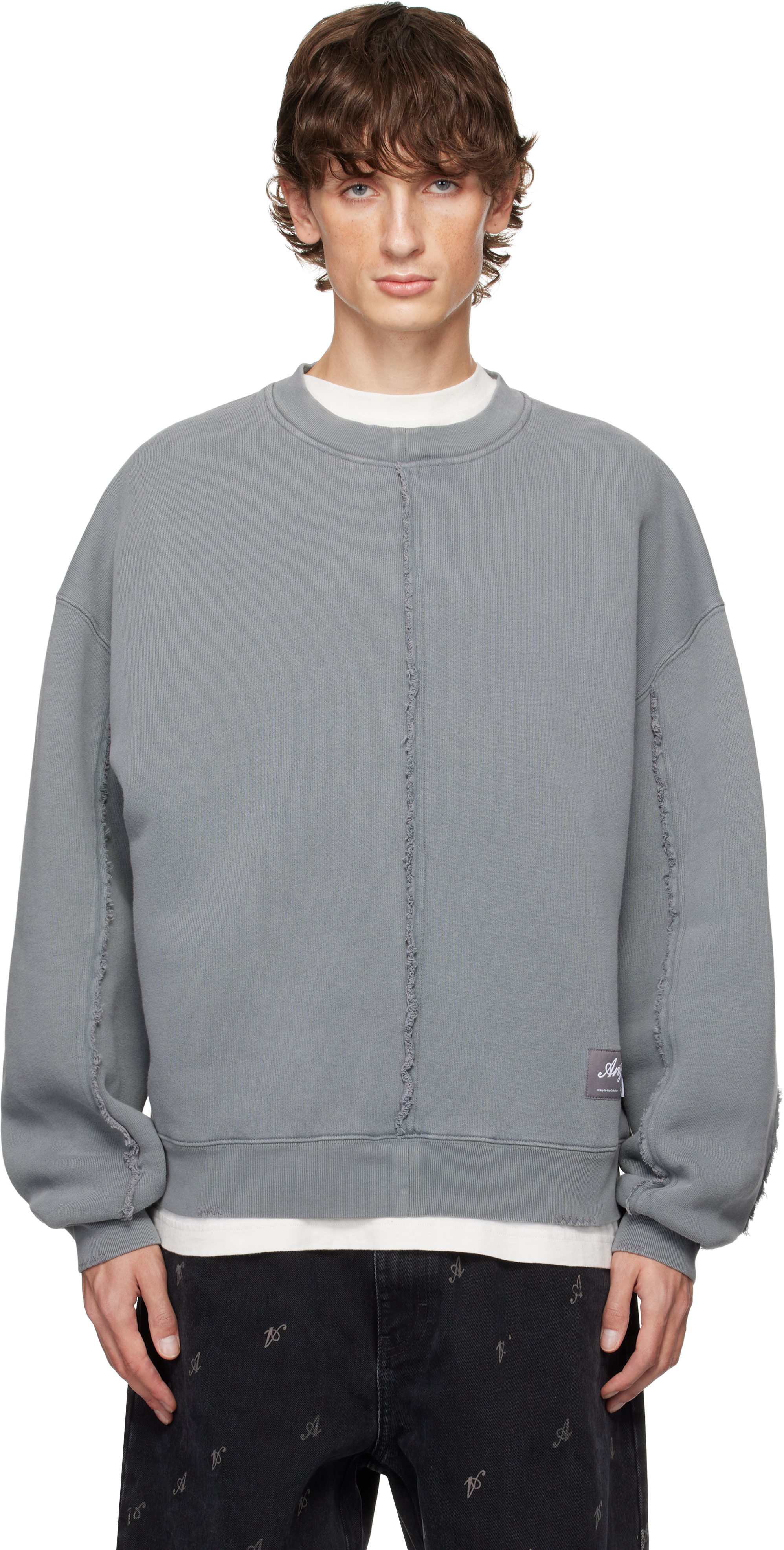 Axel Arigato Gray Chopped Distressed Sweatshirt In Steel