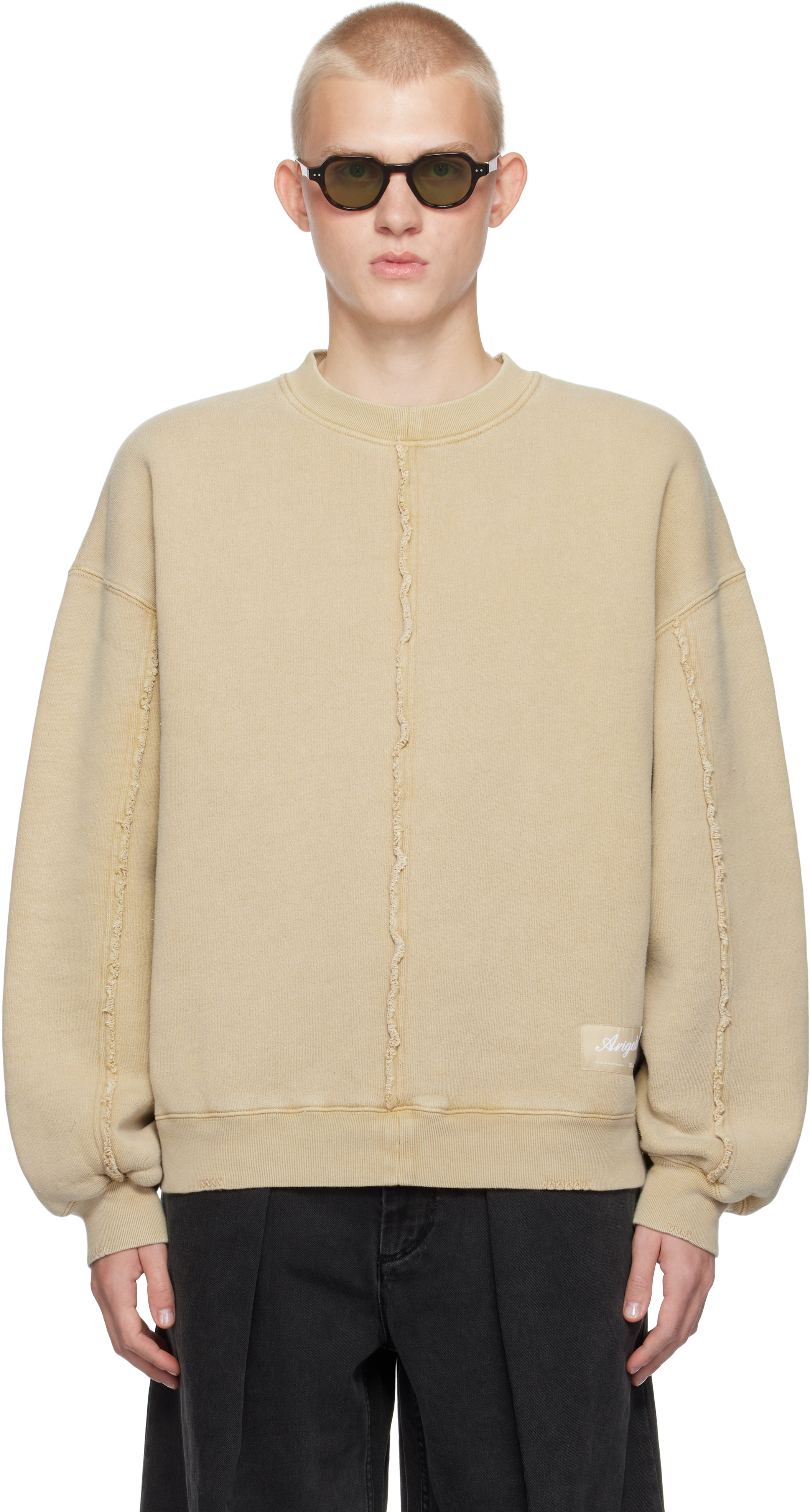 Axel Arigato Tan Chopped Distressed Sweatshirt In Camel