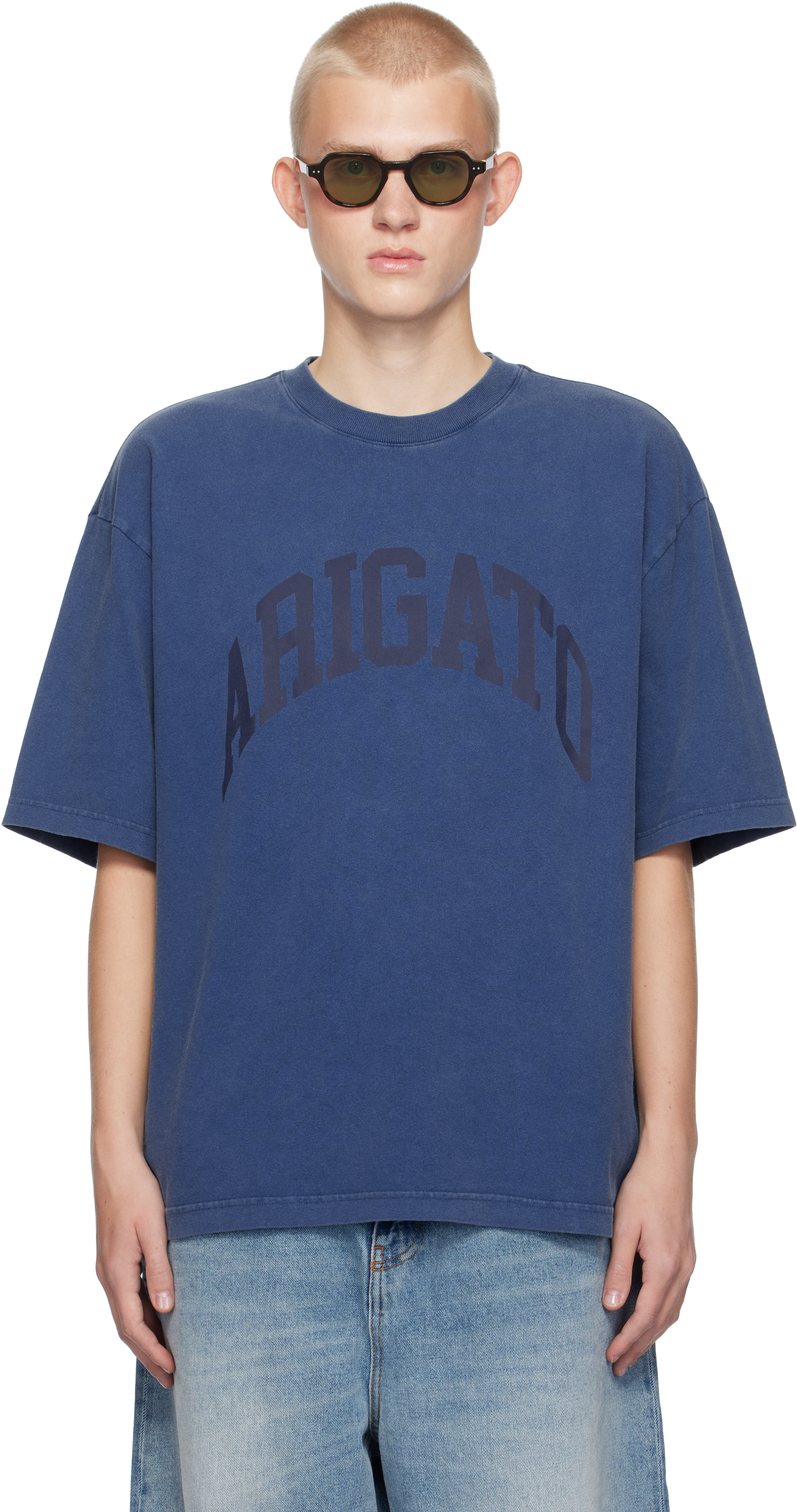 Axel Arigato Blue Link Washed T-shirt In Navy