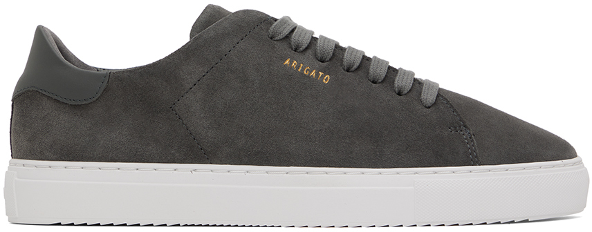 Shop Axel Arigato Gray Clean 90 Suede Sneakers In Dark Grey / White