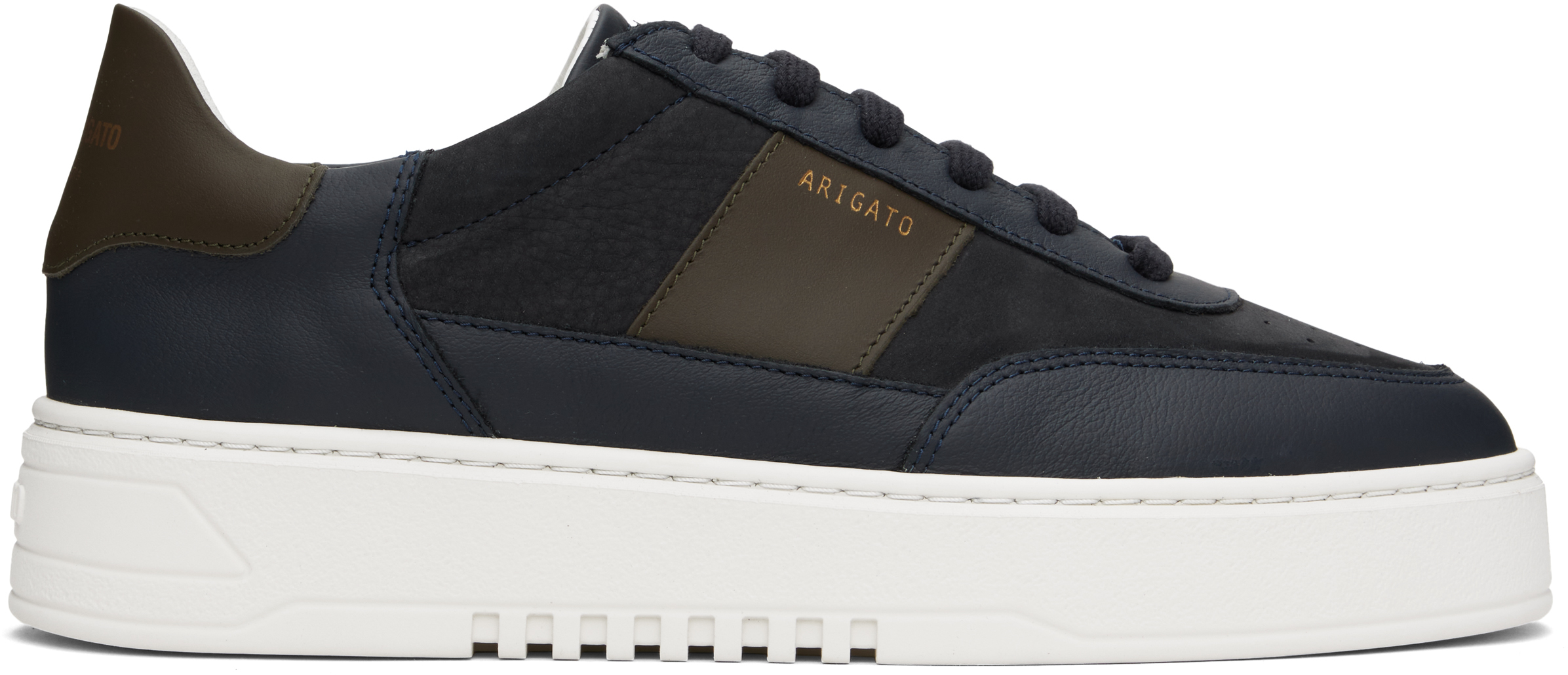 Shop Axel Arigato Navy Orbit Vintage Sneakers In Beige/dk Blue