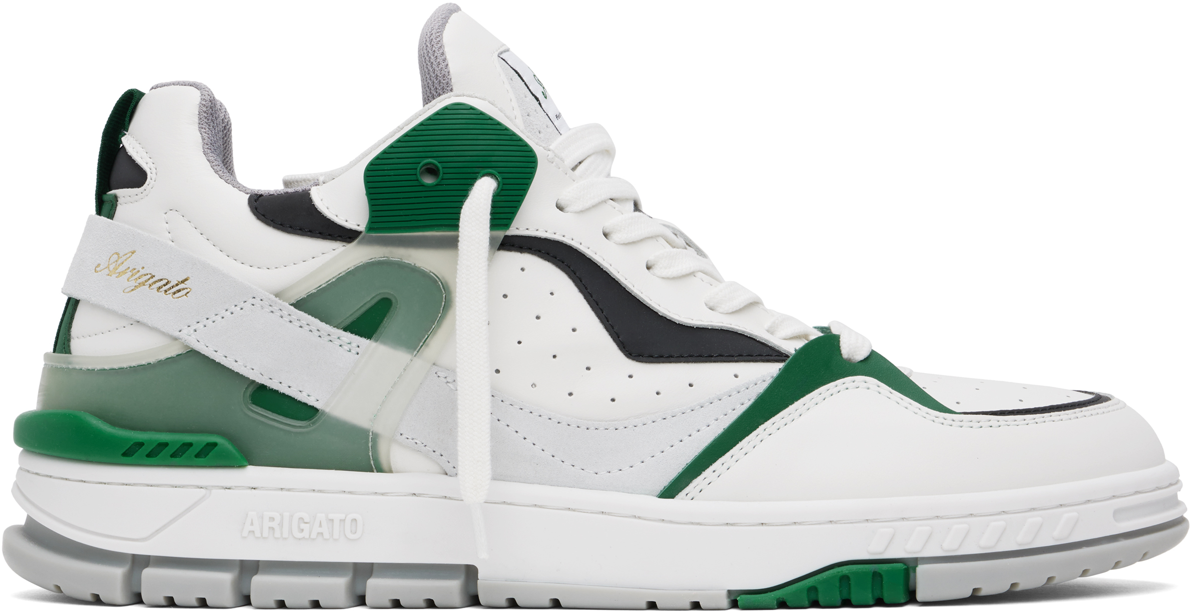 White & Green Astro Sneakers by Axel Arigato on Sale