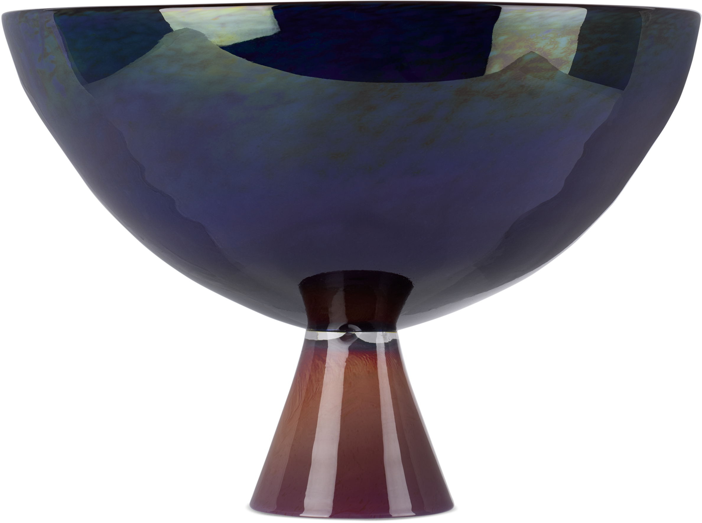Charlie Larouche-potvin Ssense Exclusive Navy & Red Footed Bowl In Blue/coral
