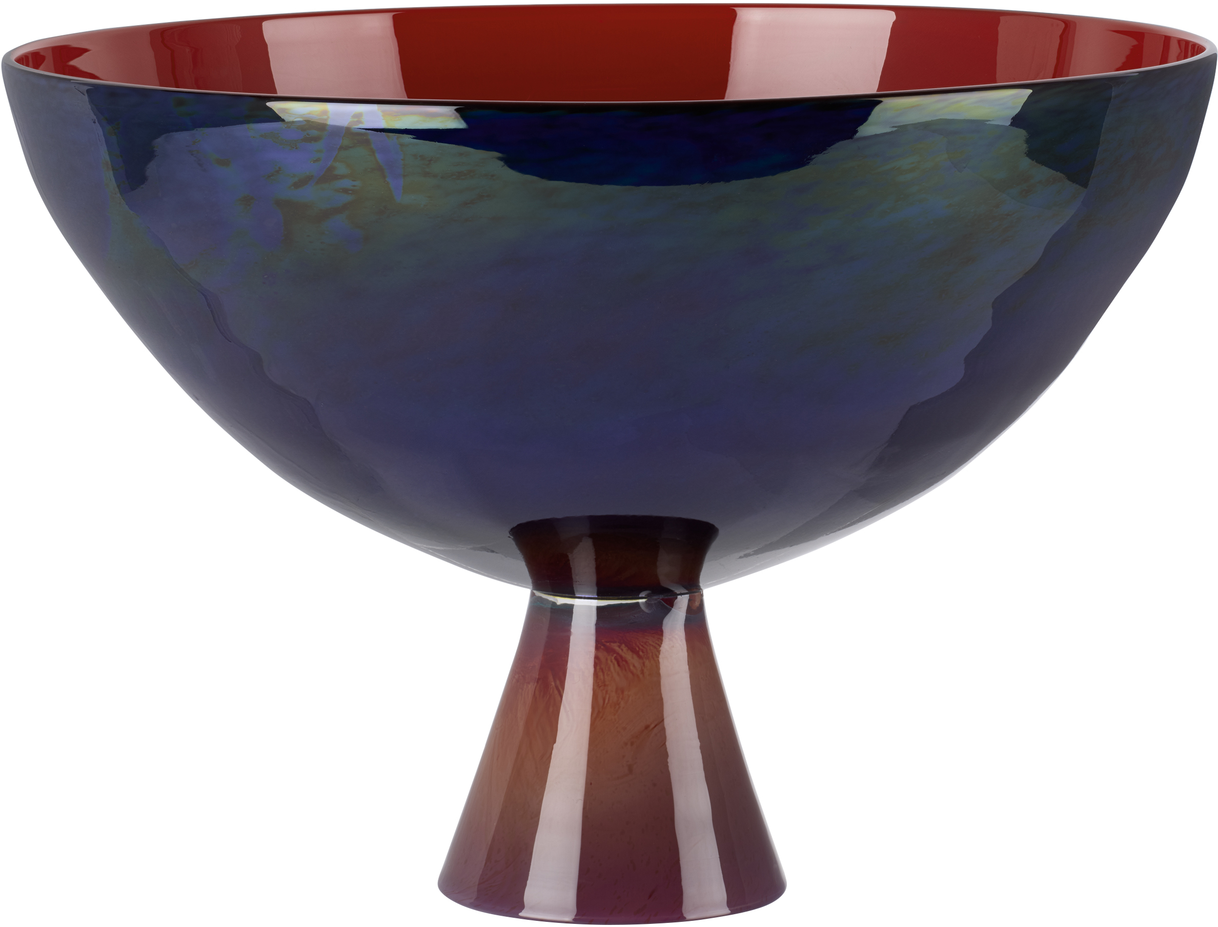 Charlie Larouche-potvin Ssense Exclusive Navy & Red Footed Bowl In Blue/coral