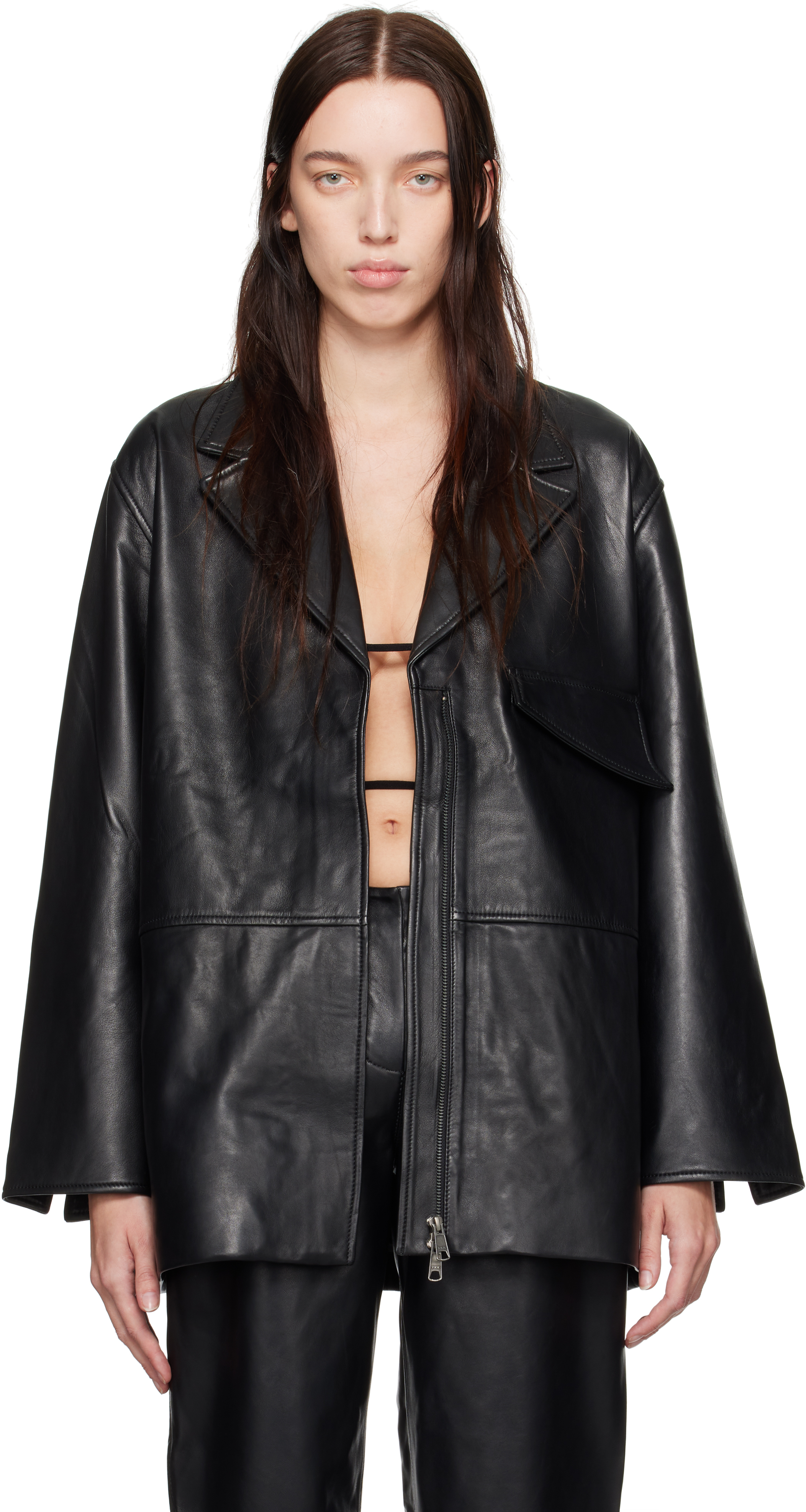 CHRISTOPHER ESBER BLACK CHARLI LEATHER JACKET 