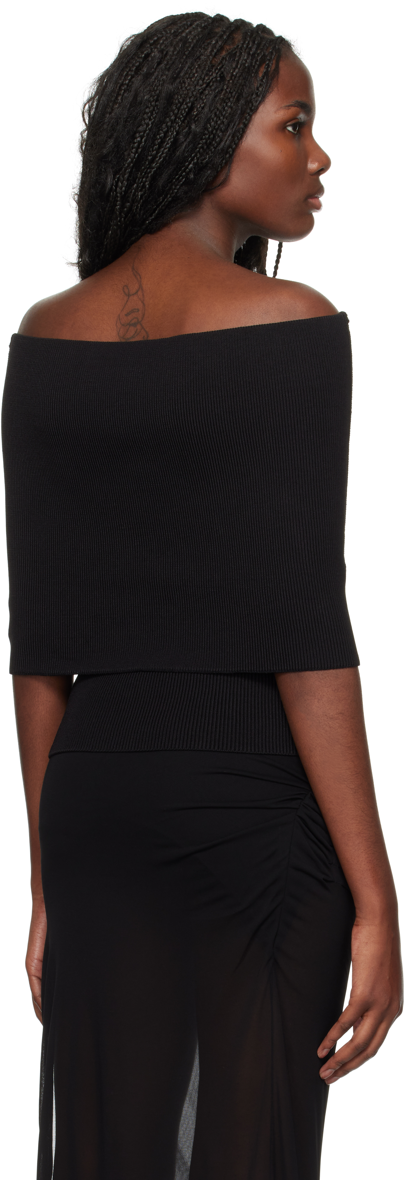 Christopher Esber Black Slashed Knit Shawl Top In Black