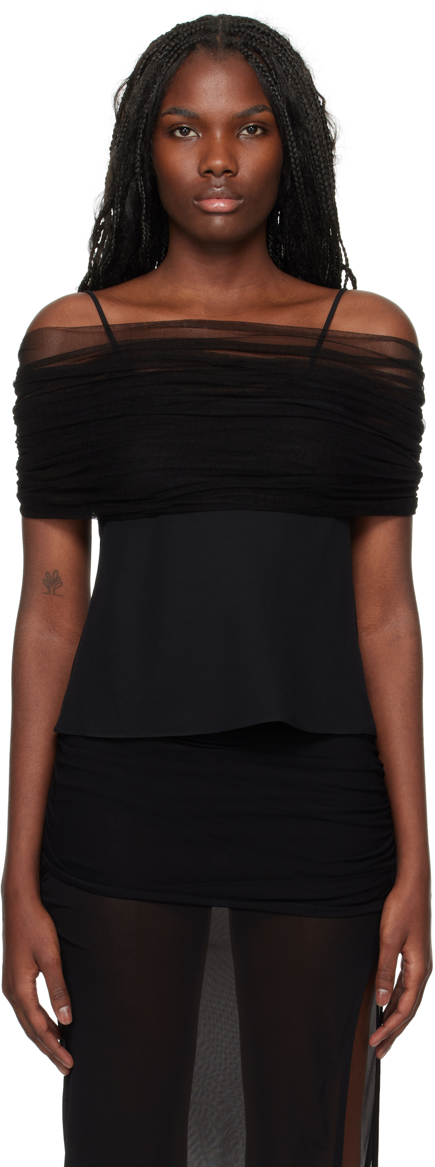 Christopher Esber Black Veiled Shawl Camisole