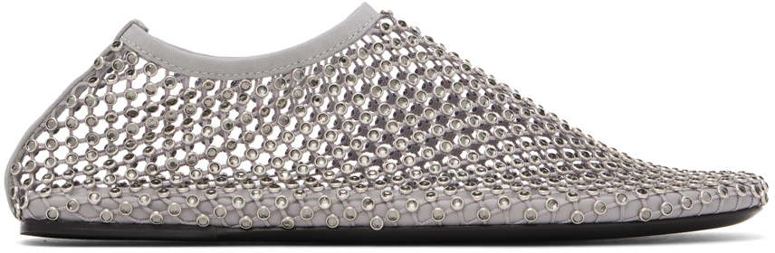 Shop Christopher Esber Gray Minette Crystal Slippers In Slate Grey