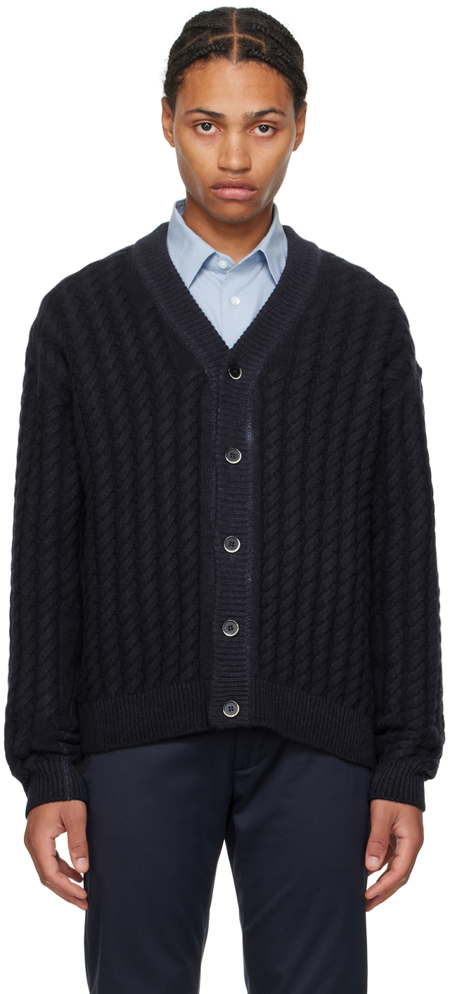 Navy Wool Cardigan