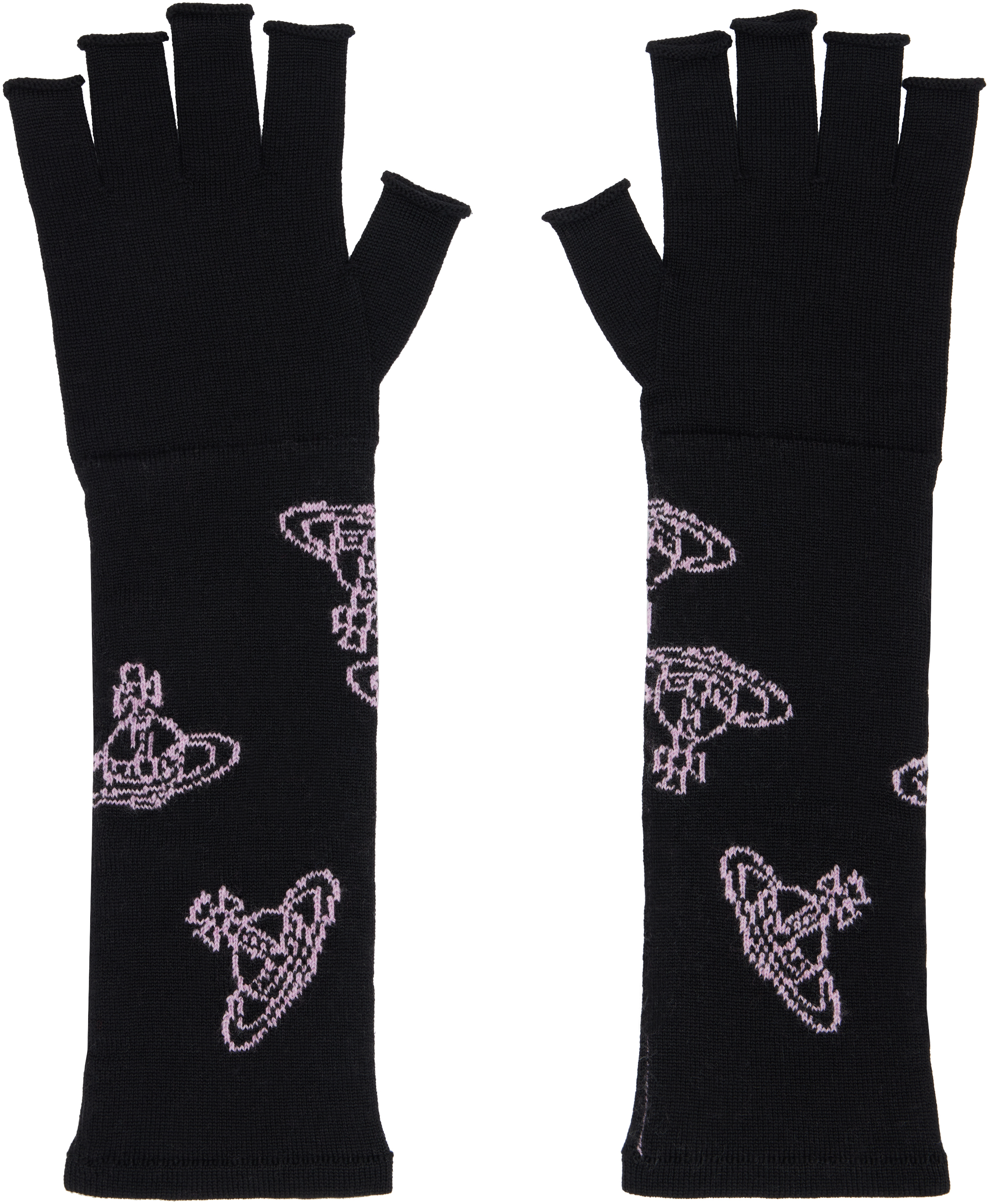 Shop Vivienne Westwood Black Fingerless Long Gloves In N401 Black