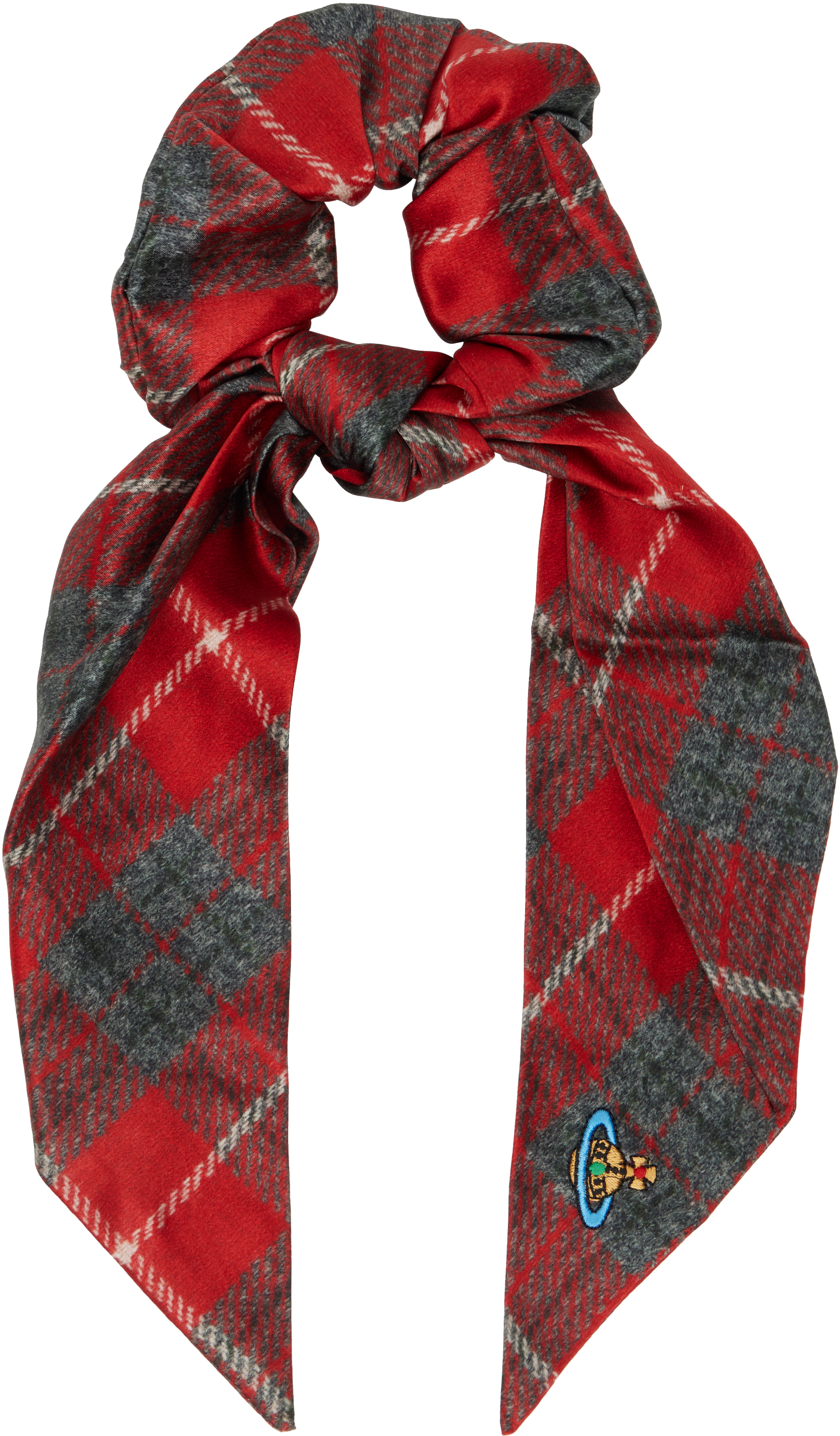 Red Printed Tartan Scrunchie