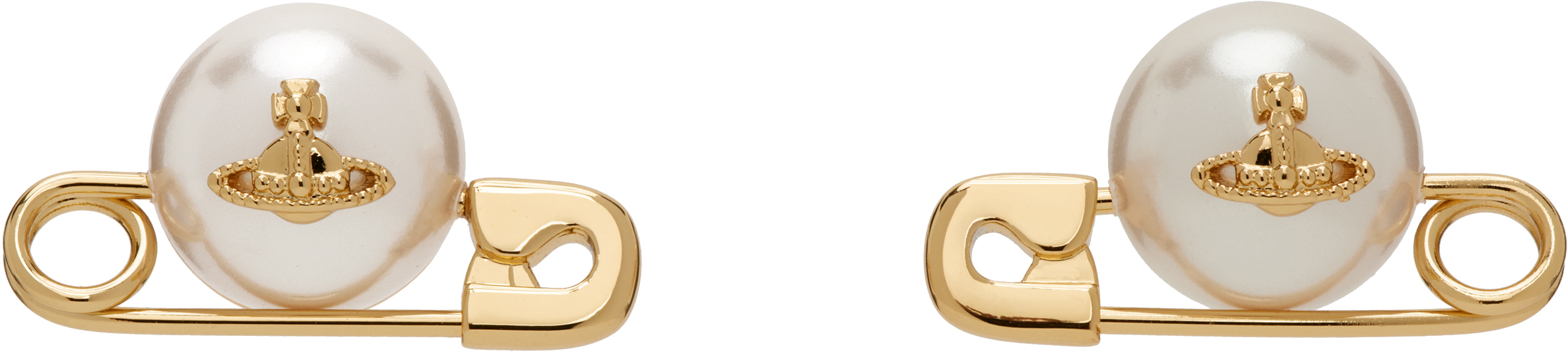 Shop Vivienne Westwood Gold Jordan Earrings In R119 Gold Pearl