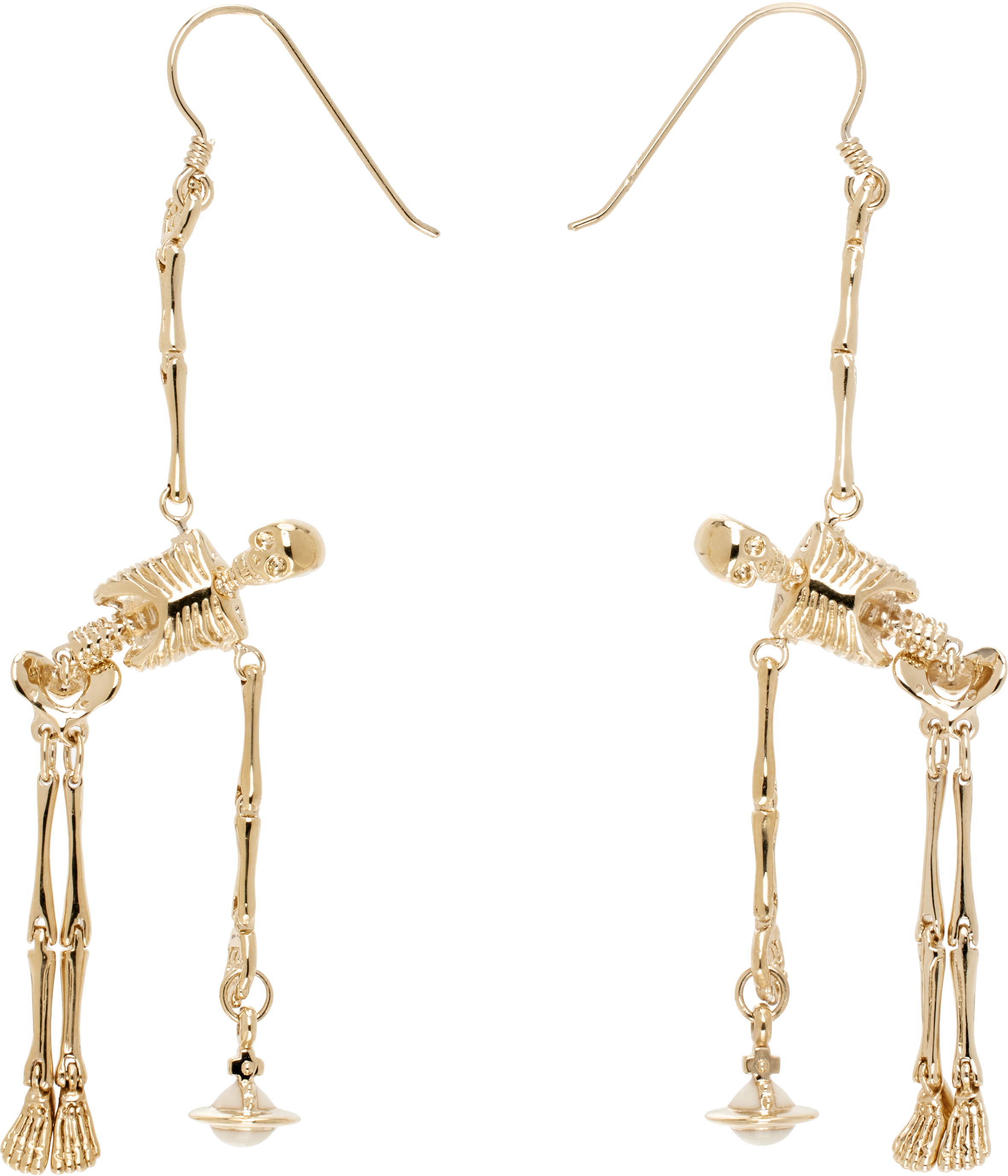 Shop Vivienne Westwood Gold Skeleton Earrings In R445 Gold/ivory