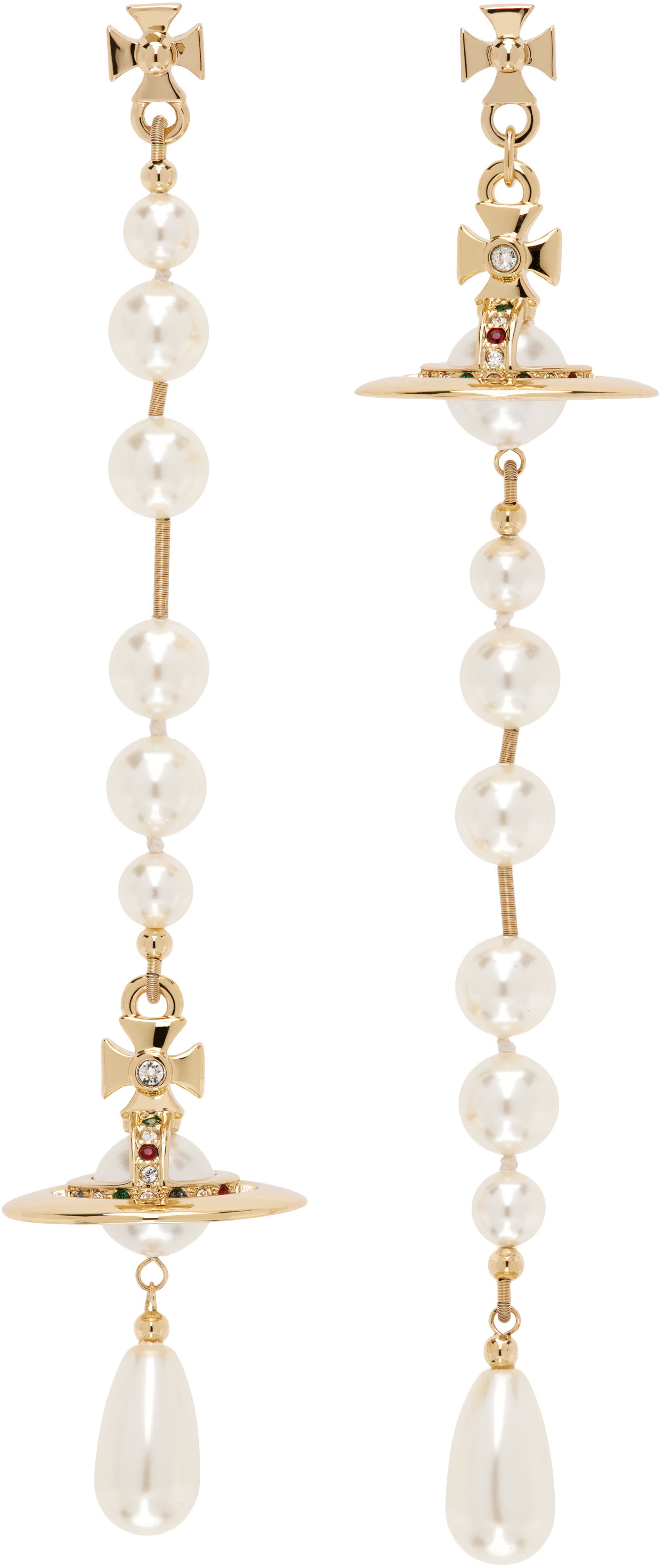 Gold & White Broken Pearl Earrings