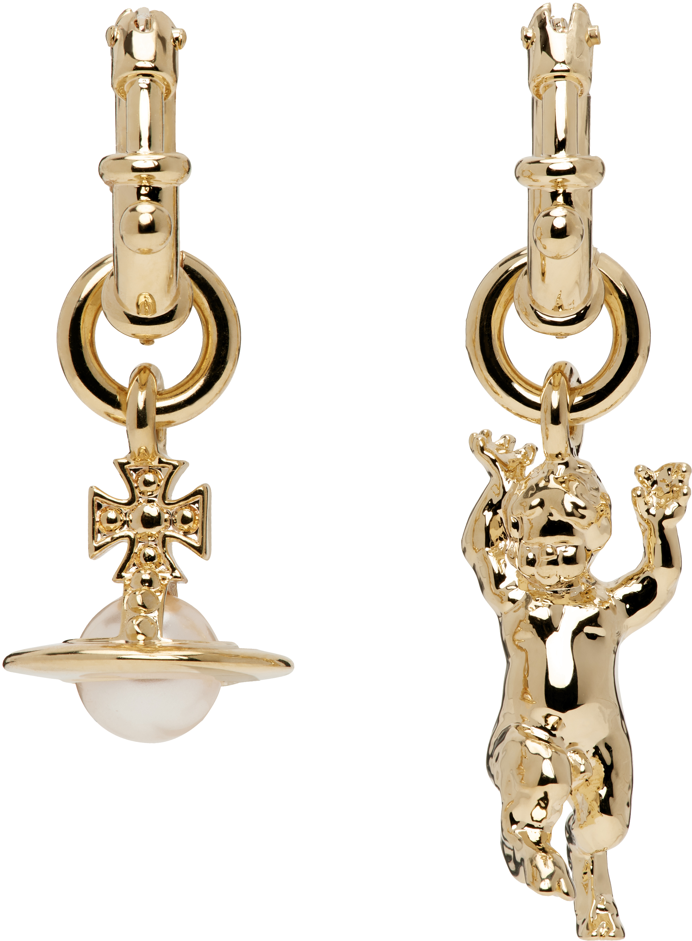 Gold Anglo Pearl Earrings