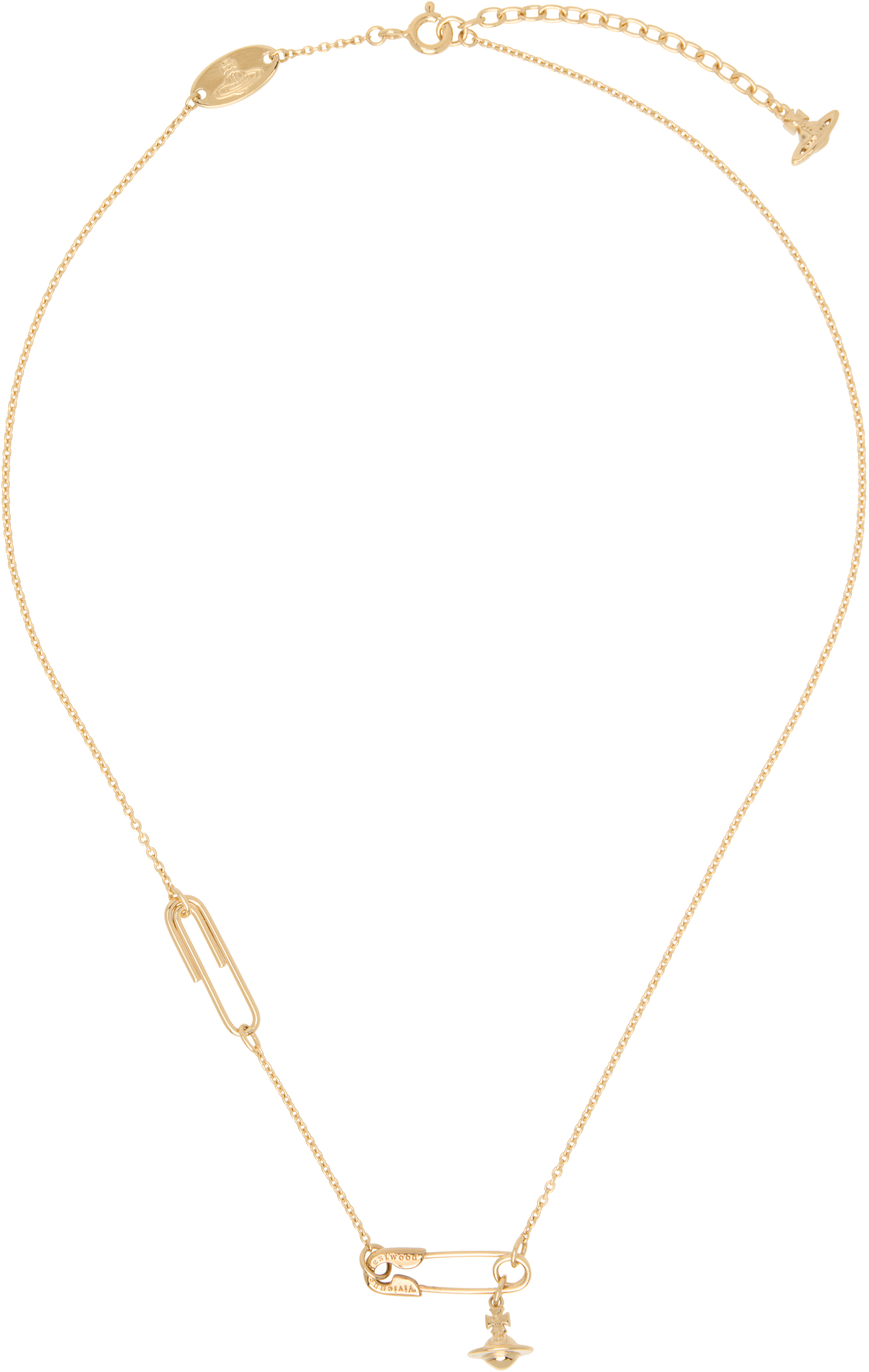 Shop Vivienne Westwood Gold Safety Pin Pendant Necklace In R001 Gold