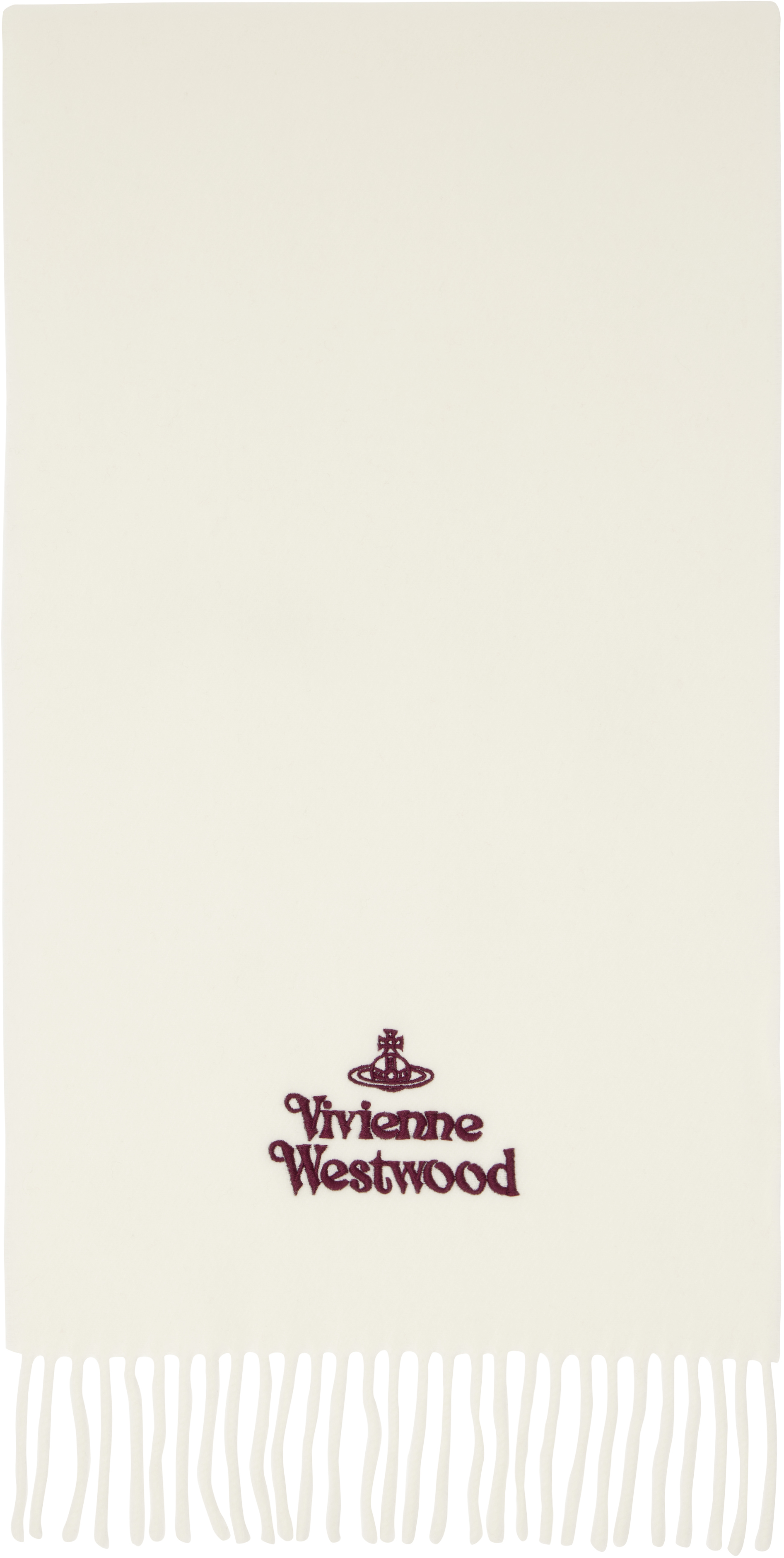 Vivienne Westwood: オフホワイト ロゴ刺繍 マフラー | SSENSE 日本