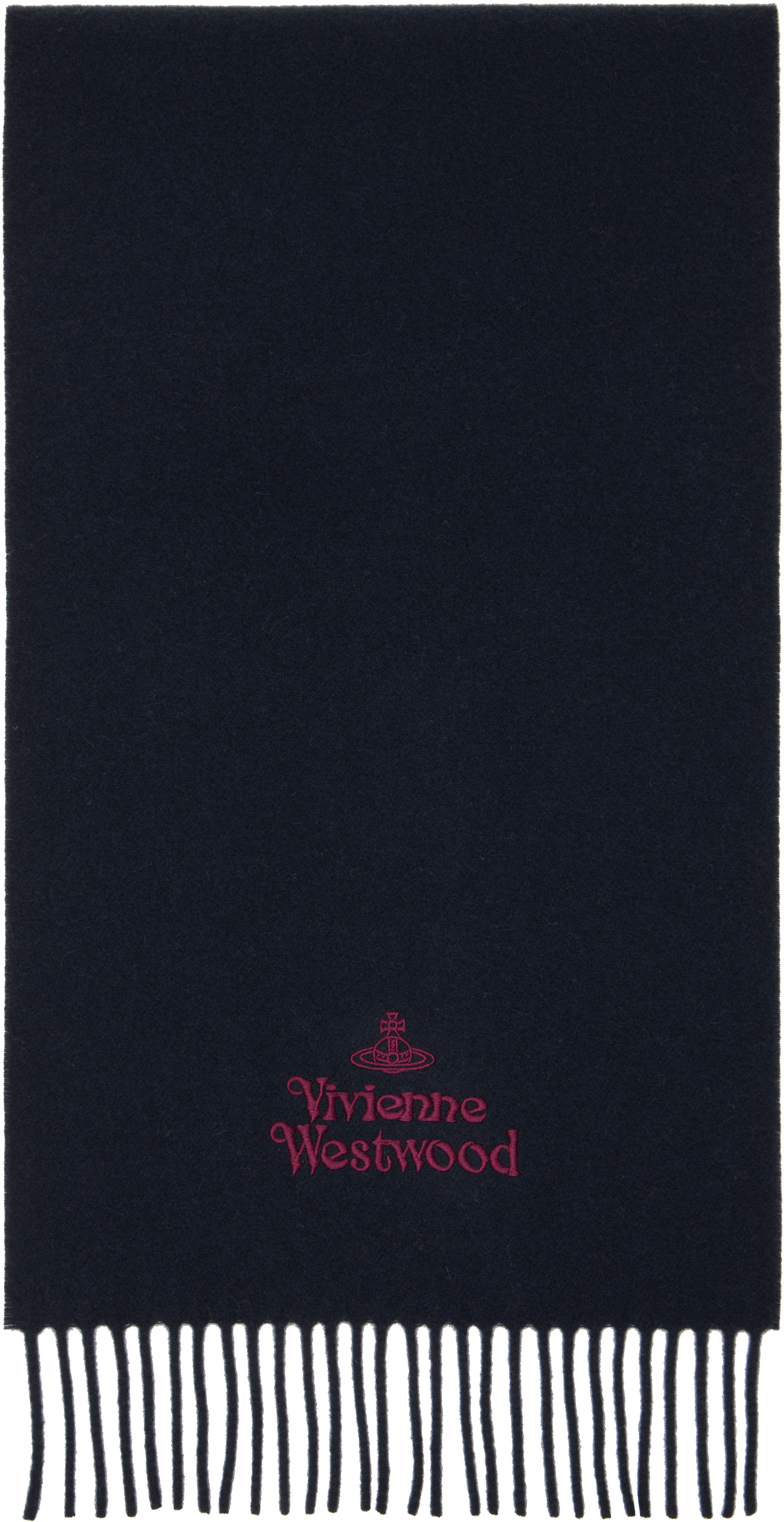 Shop Vivienne Westwood Navy Embroidered Scarf In K410 Navy Blue