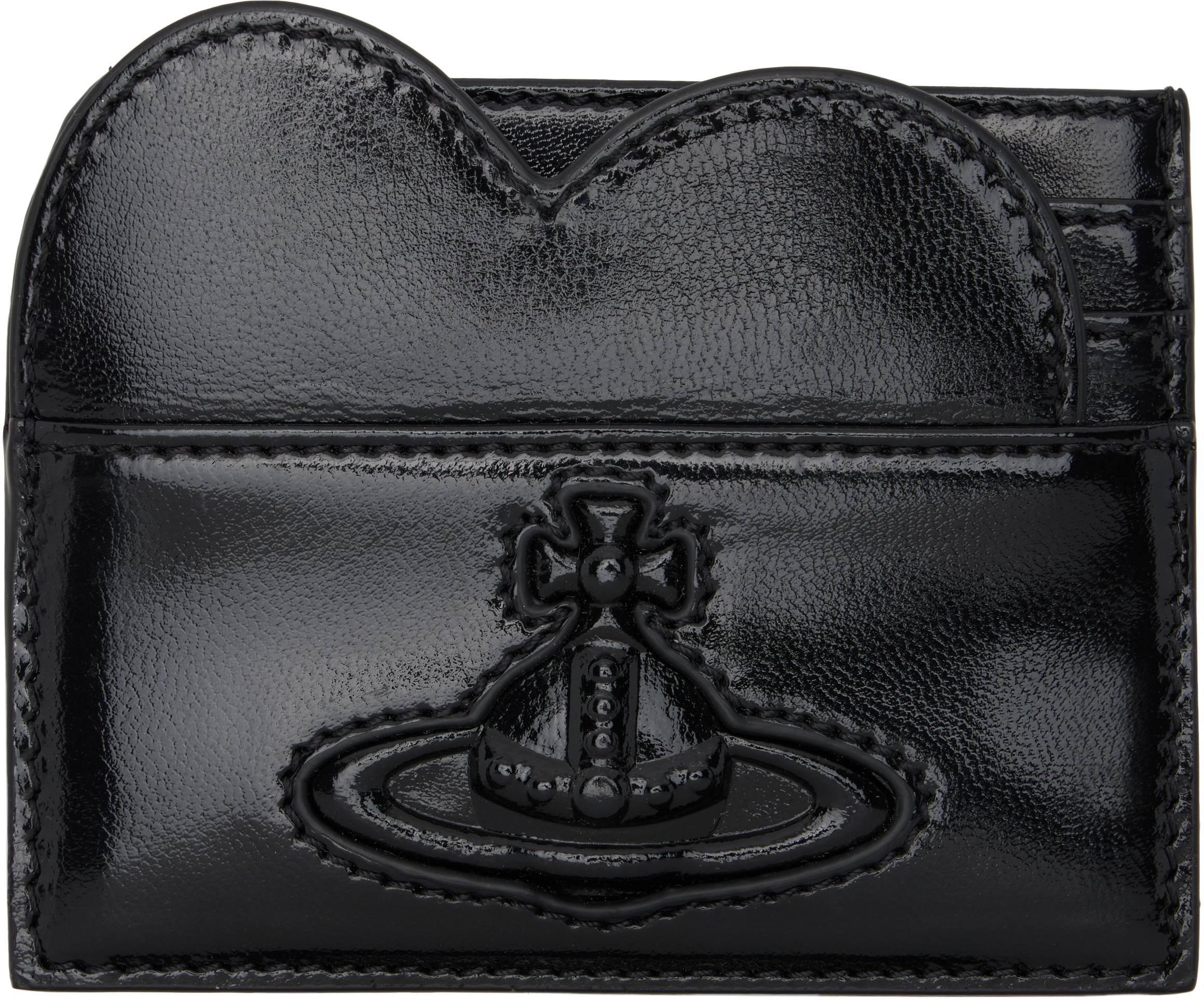 Shop Vivienne Westwood Black Heart Card Holder In N404 Black Inj Orb