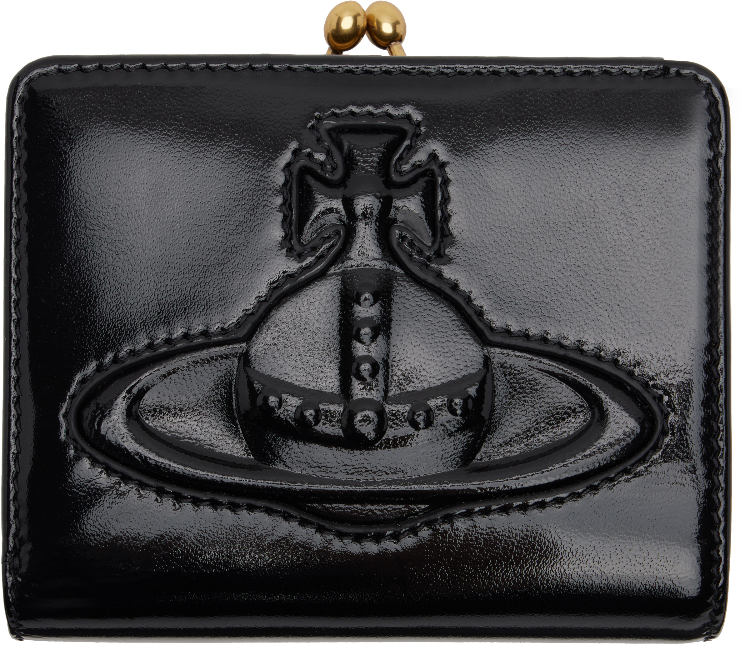 Shop Vivienne Westwood Black Frame Pocket Wallet In N404 Black Inj Orb