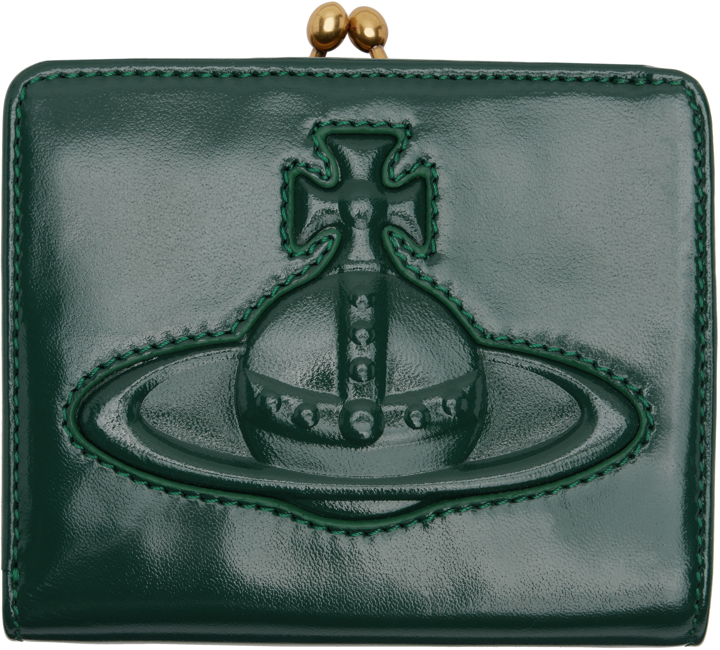 Shop Vivienne Westwood Green Frame Pocket Wallet In M402 Green