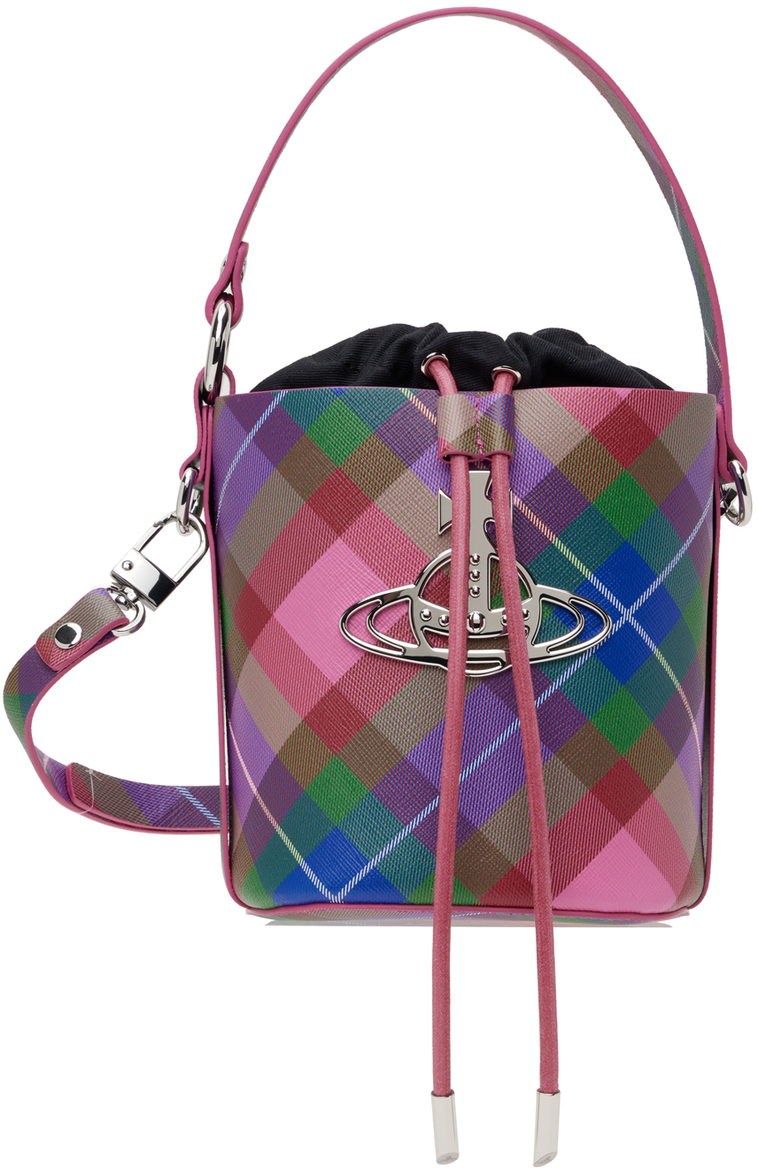 Shop Vivienne Westwood マルチカラー ドローストリング バケットバッグ In G301 Candy Tartan