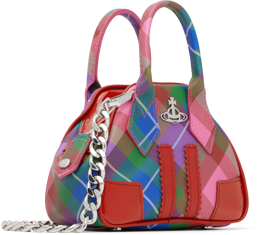 Vivienne Westwood Candy Tartan Yasmine Mini Coated-canvas Top-handle Bag In G301 Candy Tartan