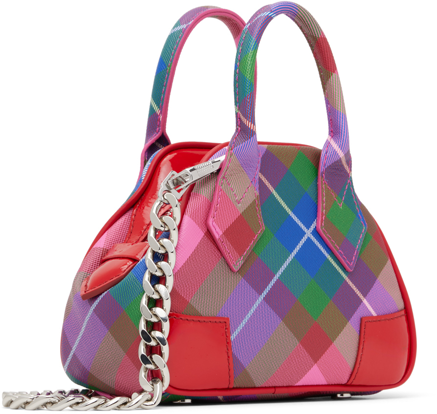 Vivienne Westwood Candy Tartan Yasmine Mini Coated-canvas Top-handle Bag In G301 Candy Tartan