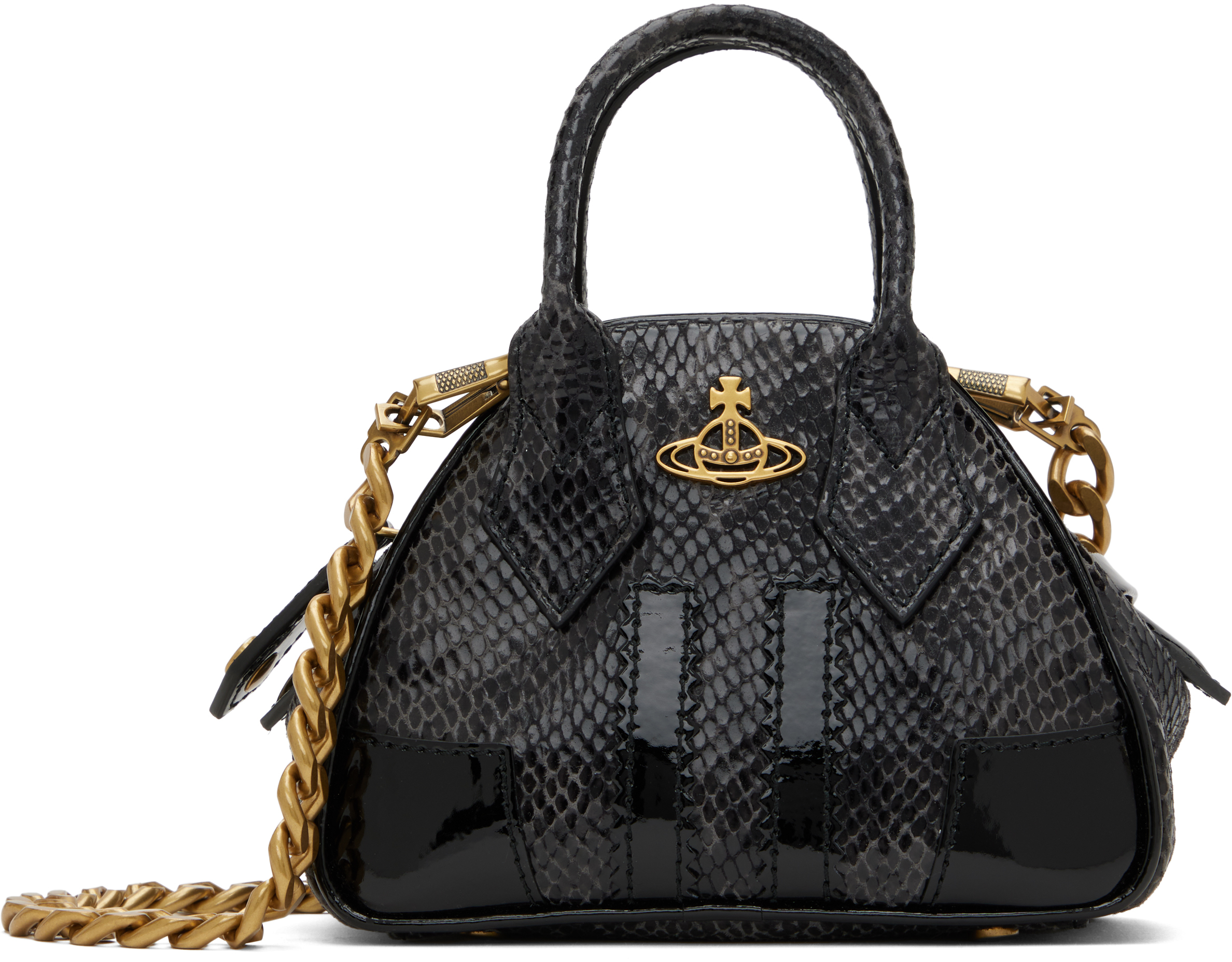 Shop Vivienne Westwood Black Mini Yasmine Chain Bag In N203 Black