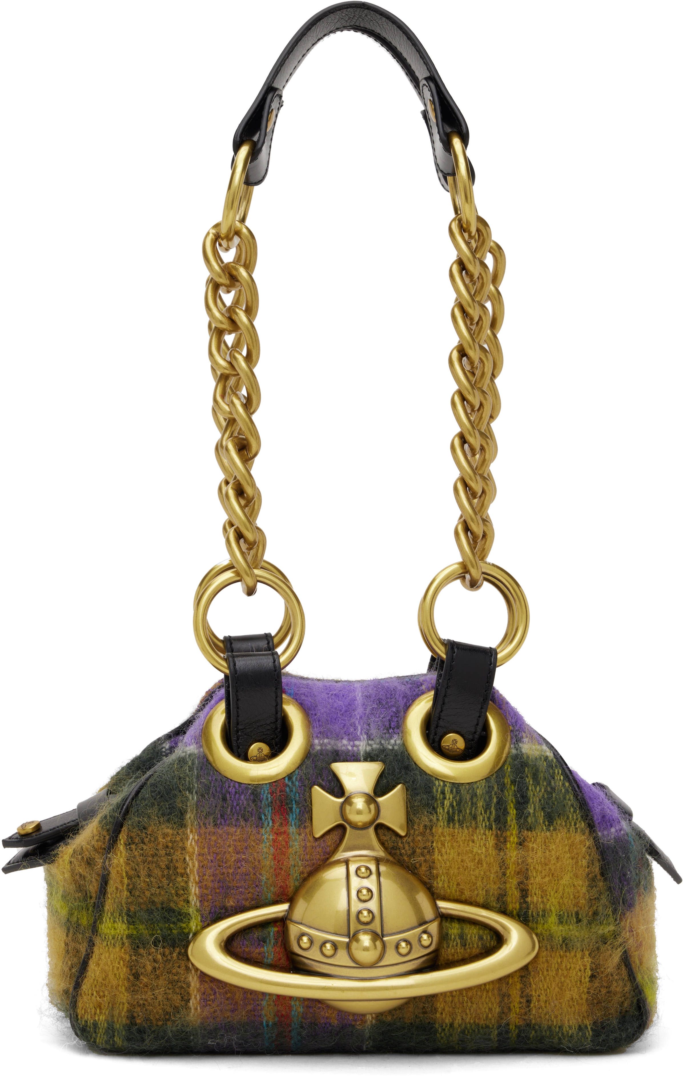 Shop Vivienne Westwood Khaki & Purple Archive Chain Bag In J201 Multicolor