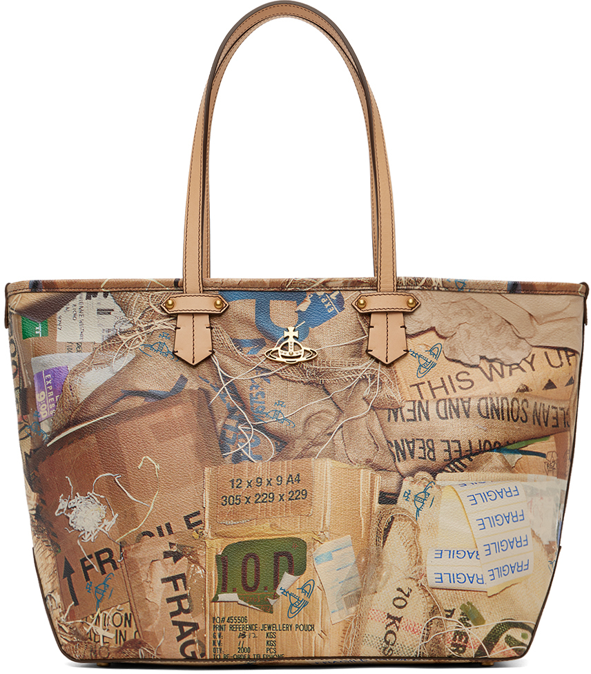 Shop Vivienne Westwood Beige Colette Tote In C303 Rubbish Print