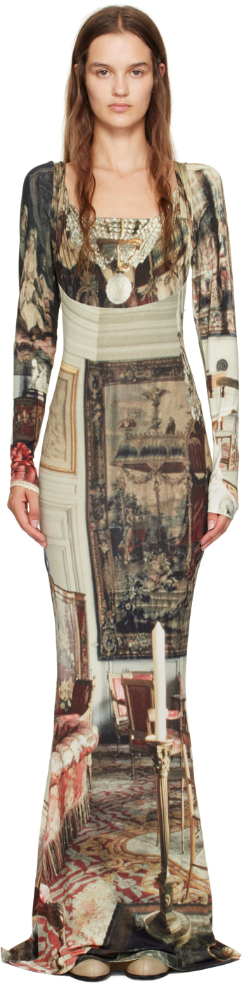 Vivienne Westwood★Saloon printed maxi dress マキシドレス Vivienne Westwood Saloon Maxi Dress in Grey | Lyst Canada