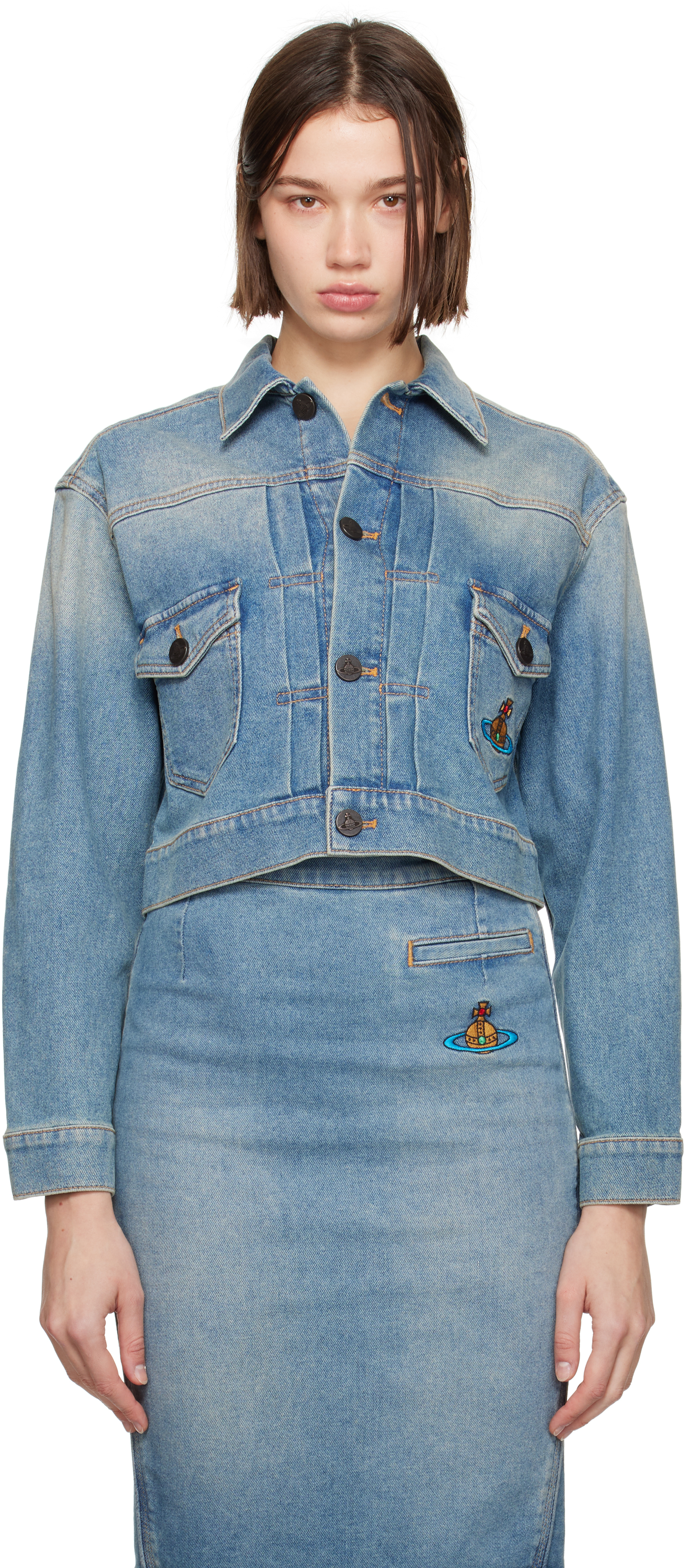 Blue Cropped Marlene Denim Jacket