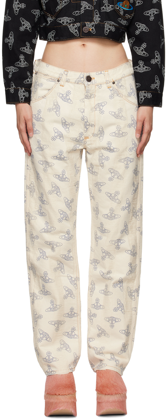 Shop Vivienne Westwood Off-white Ranch Jeans In A304 Off White/orbs