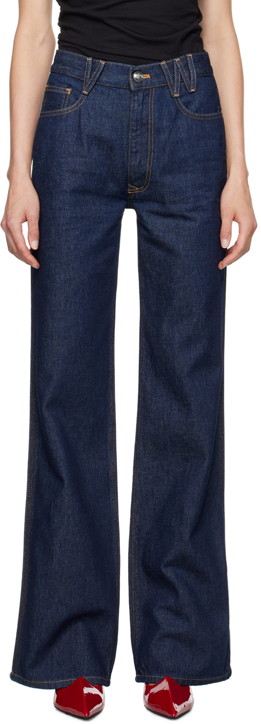 Shop Vivienne Westwood Navy W Ray 5 Pocket Jeans In K401 Sunken Orb/indi