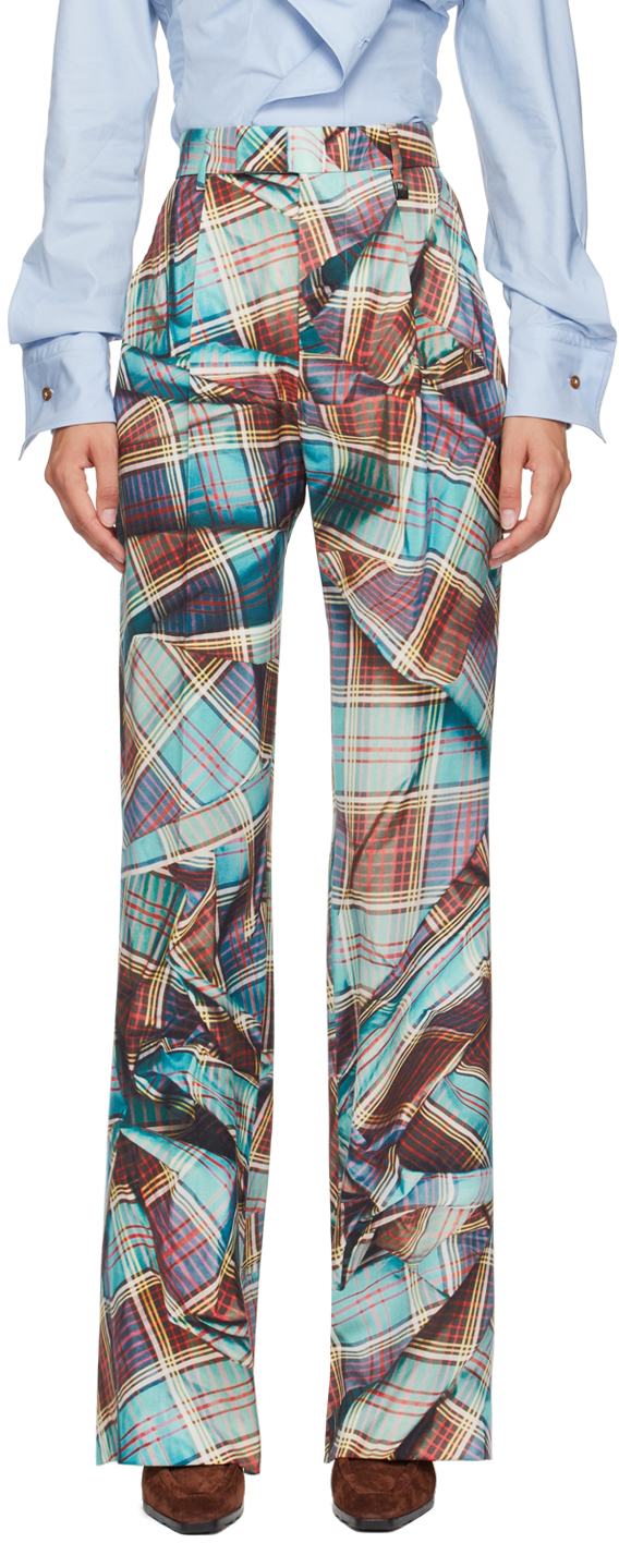 Shop Vivienne Westwood Blue & Red W Ray Trousers In L303 Multi Tartan