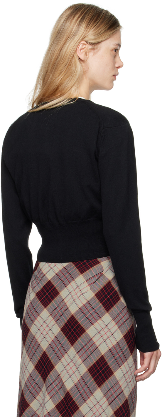 Vivienne Westwood Bea Black Cropped Cardigan With Round Neck And Front Orb Embroidery In Cotton Woman In N401 Black