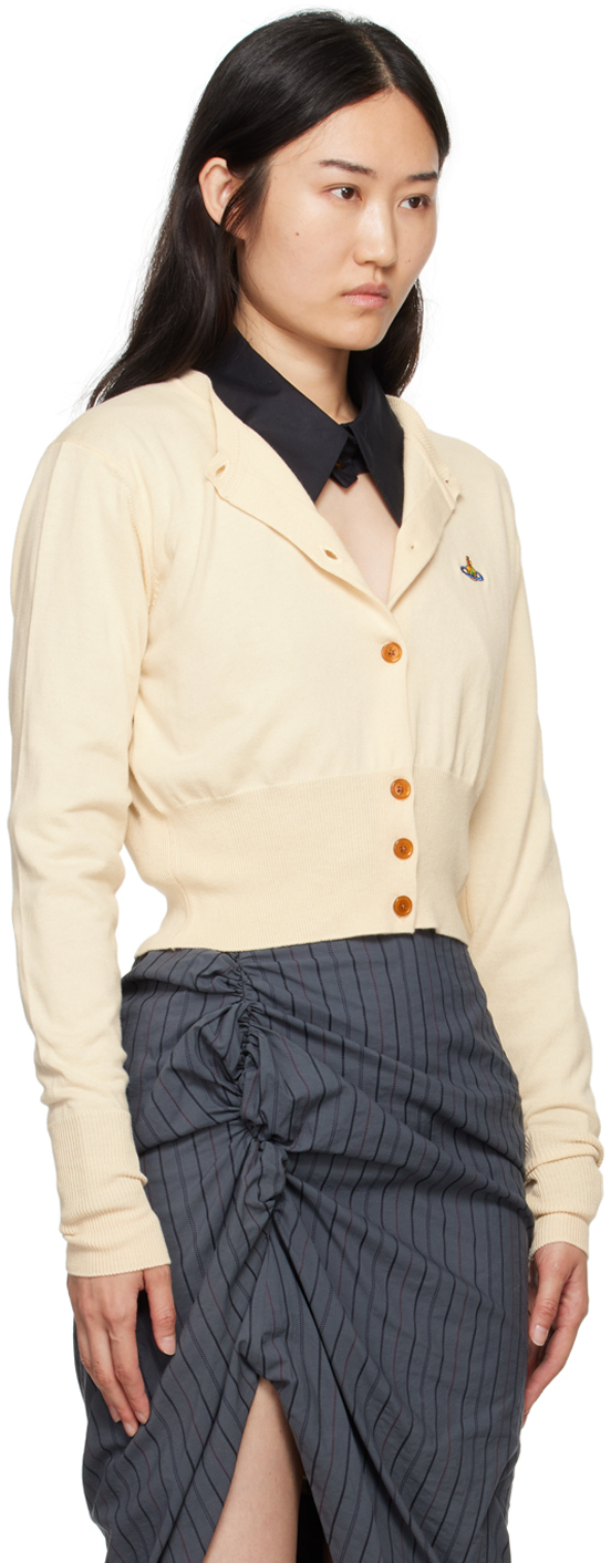 Shop Vivienne Westwood Off-white Bea Cropped Cardigan In A408 Off White