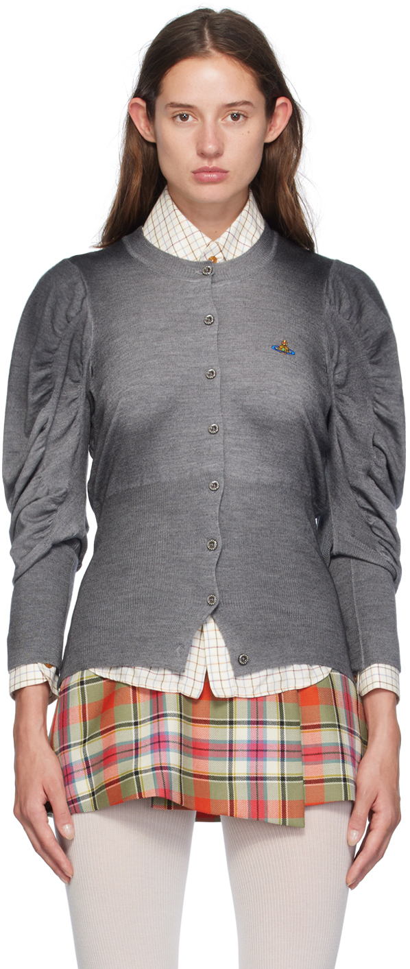 Shop Vivienne Westwood Gray Eli Cardigan In P401 Grey/black