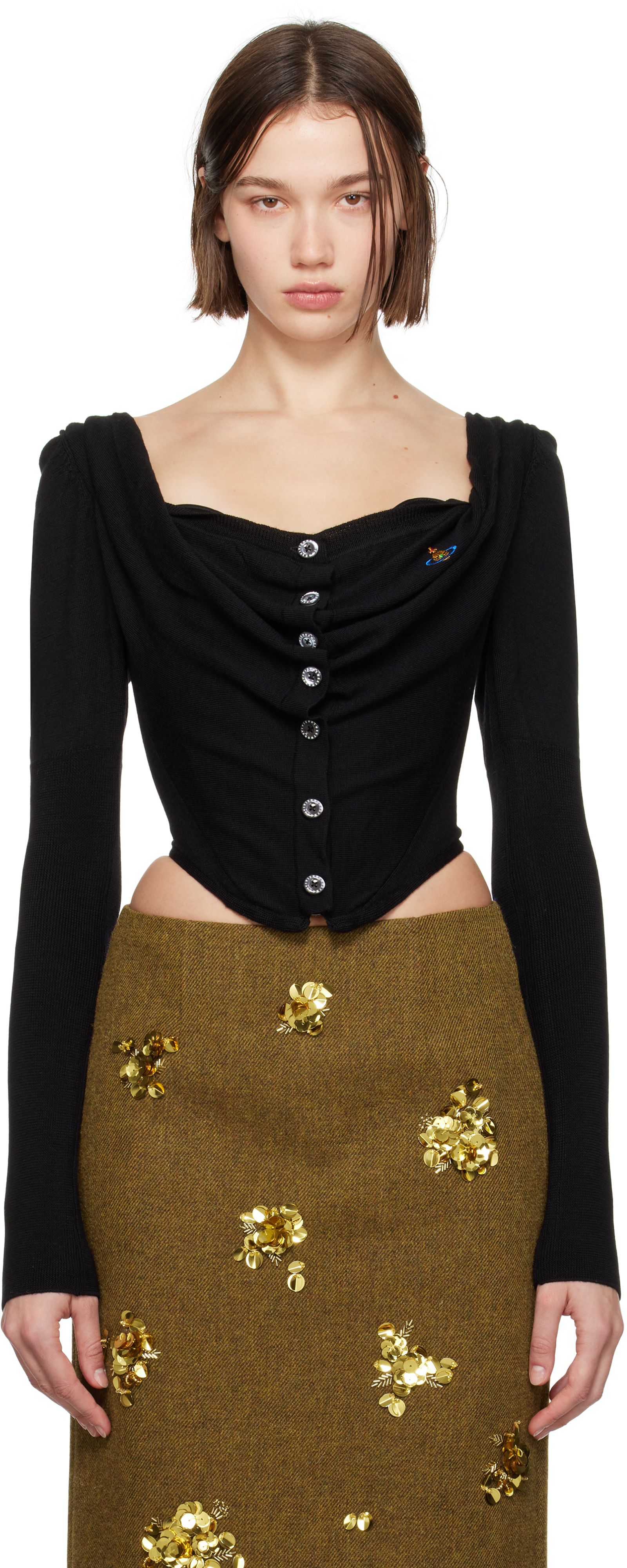 Black Bea Corset Cardi Blouse by Vivienne Westwood on Sale