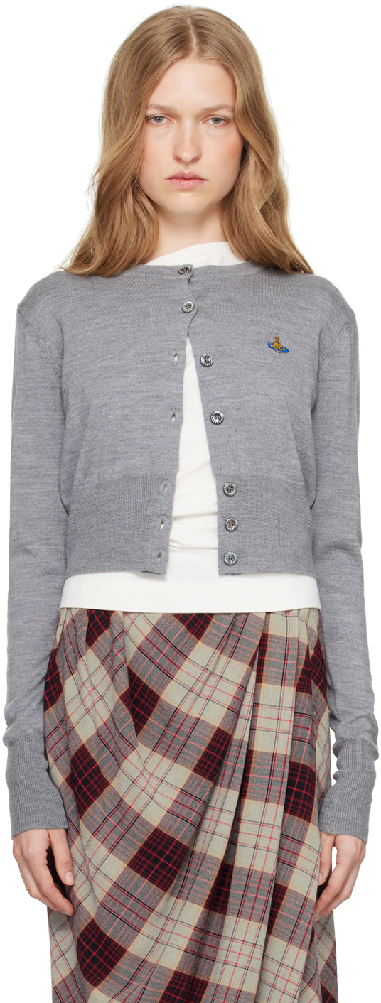 Shop Vivienne Westwood Gray Bea Cardigan In P401 Grey