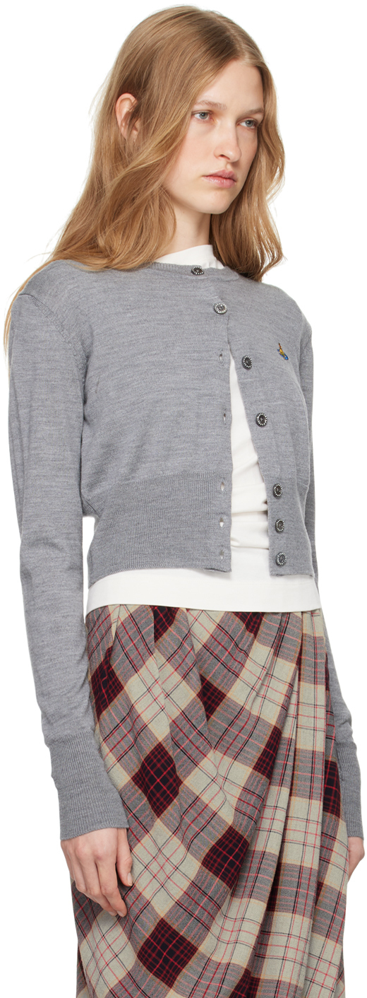 Shop Vivienne Westwood Gray Bea Cardigan In P401 Grey
