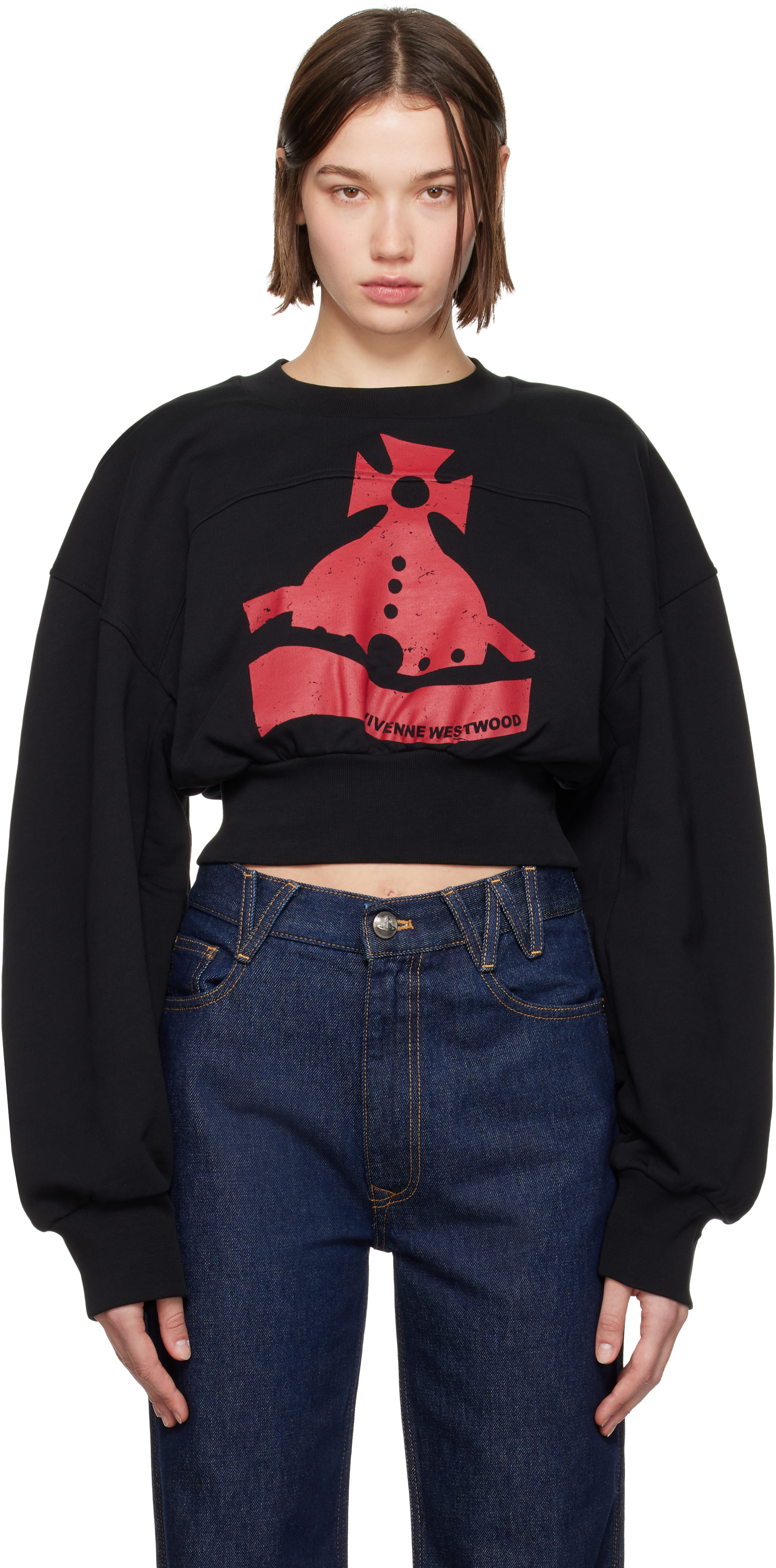 Black Sunken Orb Crop Sander Sweatshirt