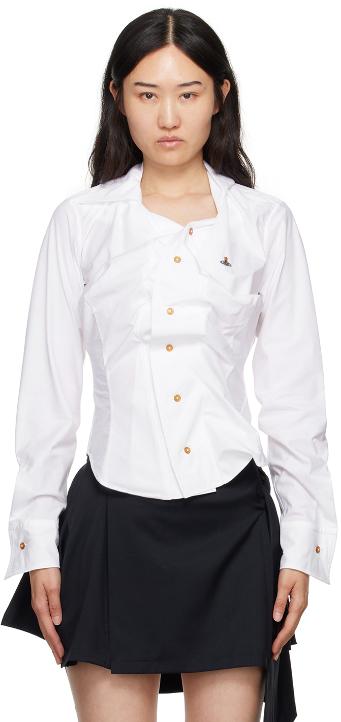 Shop Vivienne Westwood White Drunken Shirt In A401 White