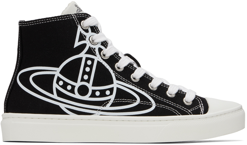 Shop Vivienne Westwood Black Plimsoll High-top Sneakers In N401 Black